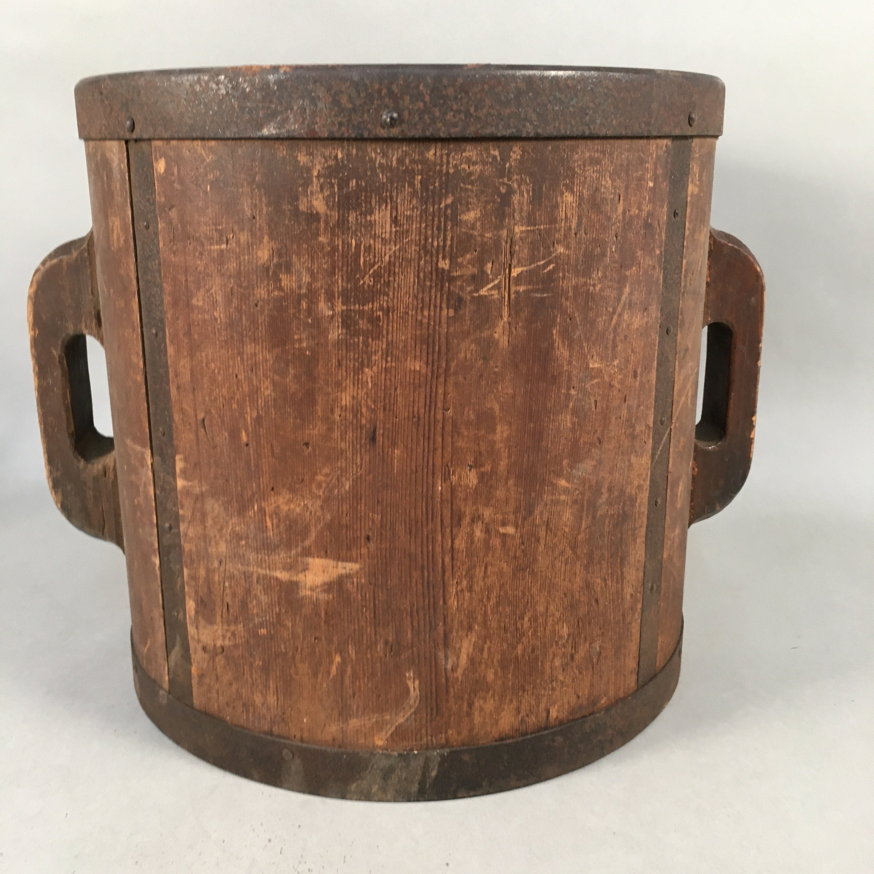 Japanese Antique Handmade Wooden Rice Bucket Masu Brown JK182
