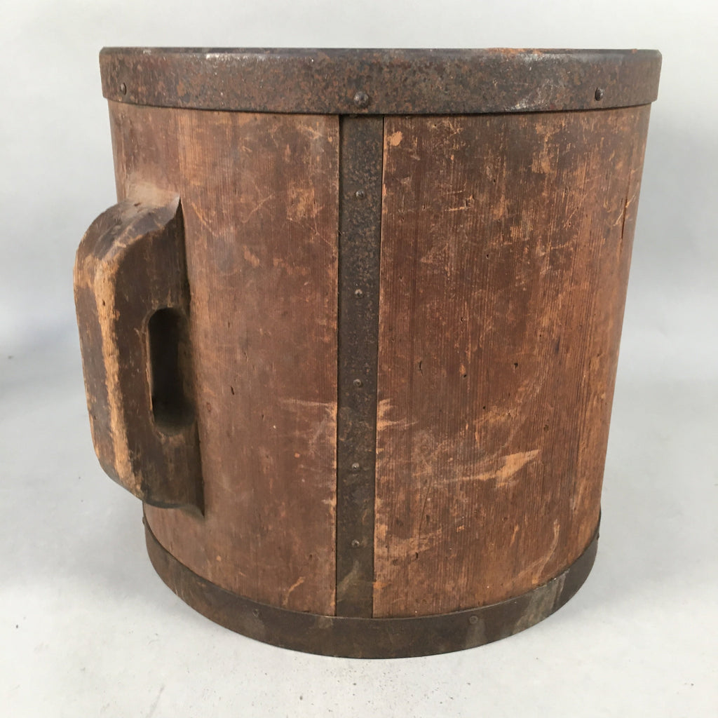 Japanese Antique Handmade Wooden Rice Bucket Masu Brown JK182