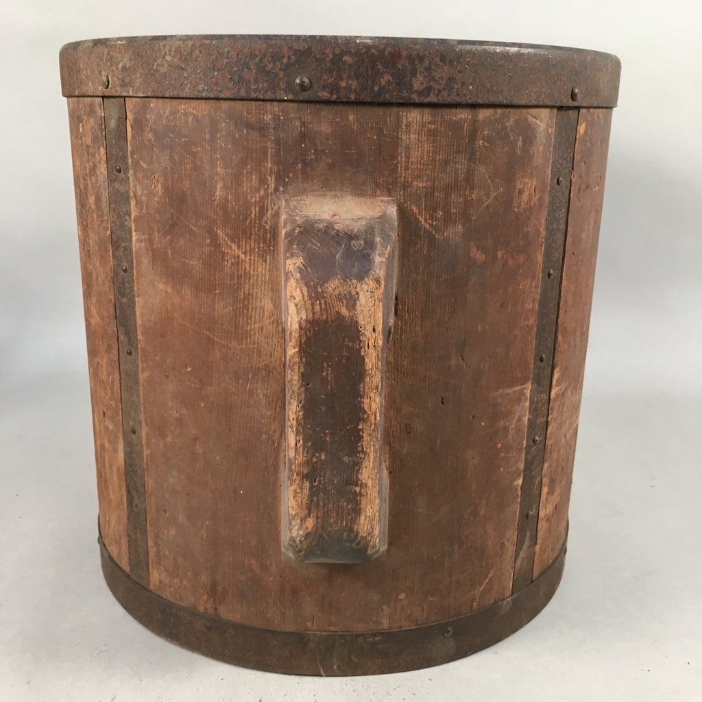 Japanese Antique Handmade Wooden Rice Bucket Masu Brown JK182