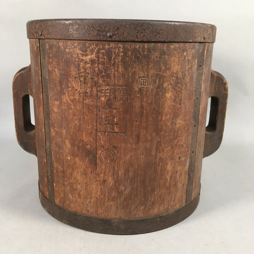 Japanese Antique Handmade Wooden Rice Bucket Masu Brown JK182