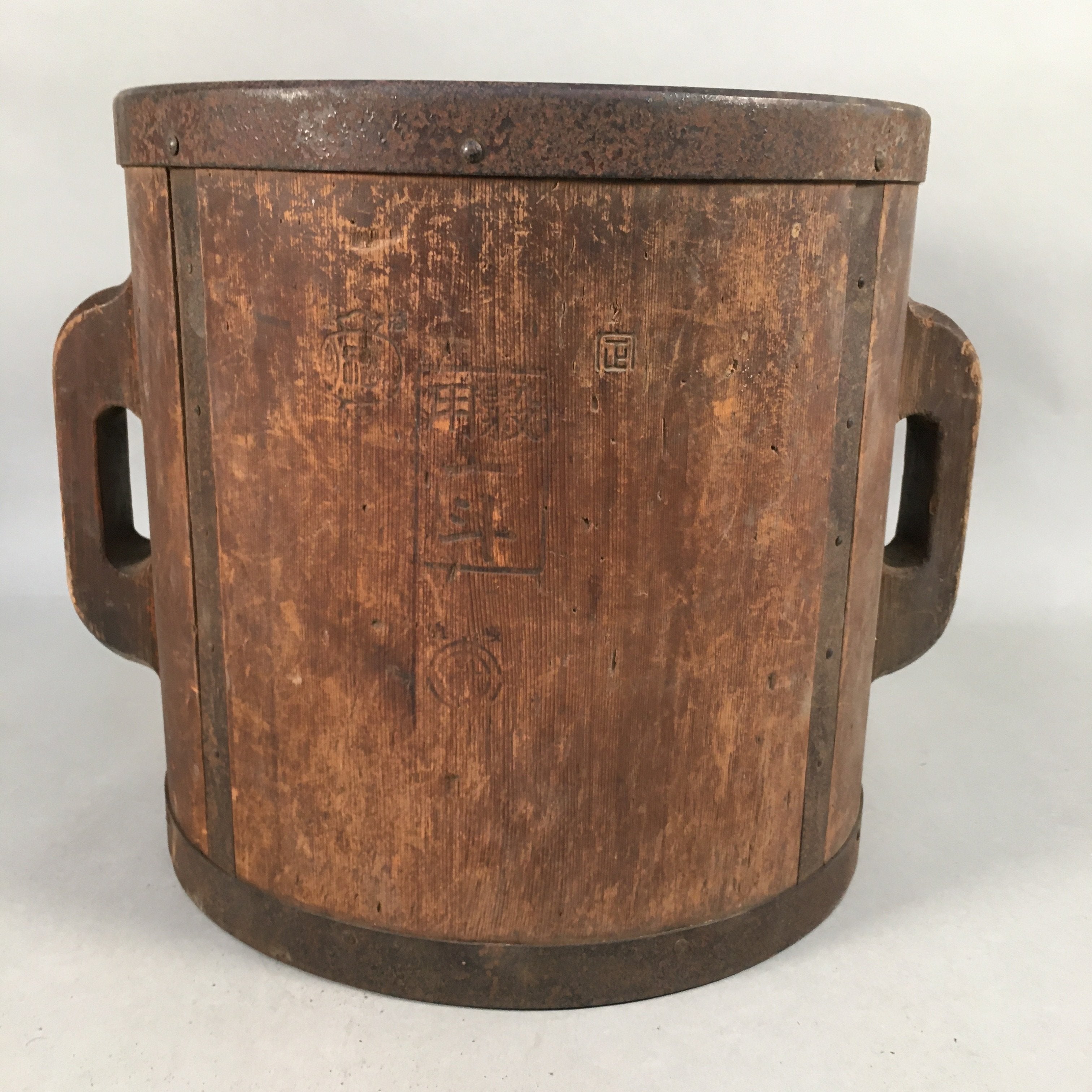 Japanese Antique Handmade Wooden Rice Bucket Masu Brown JK182