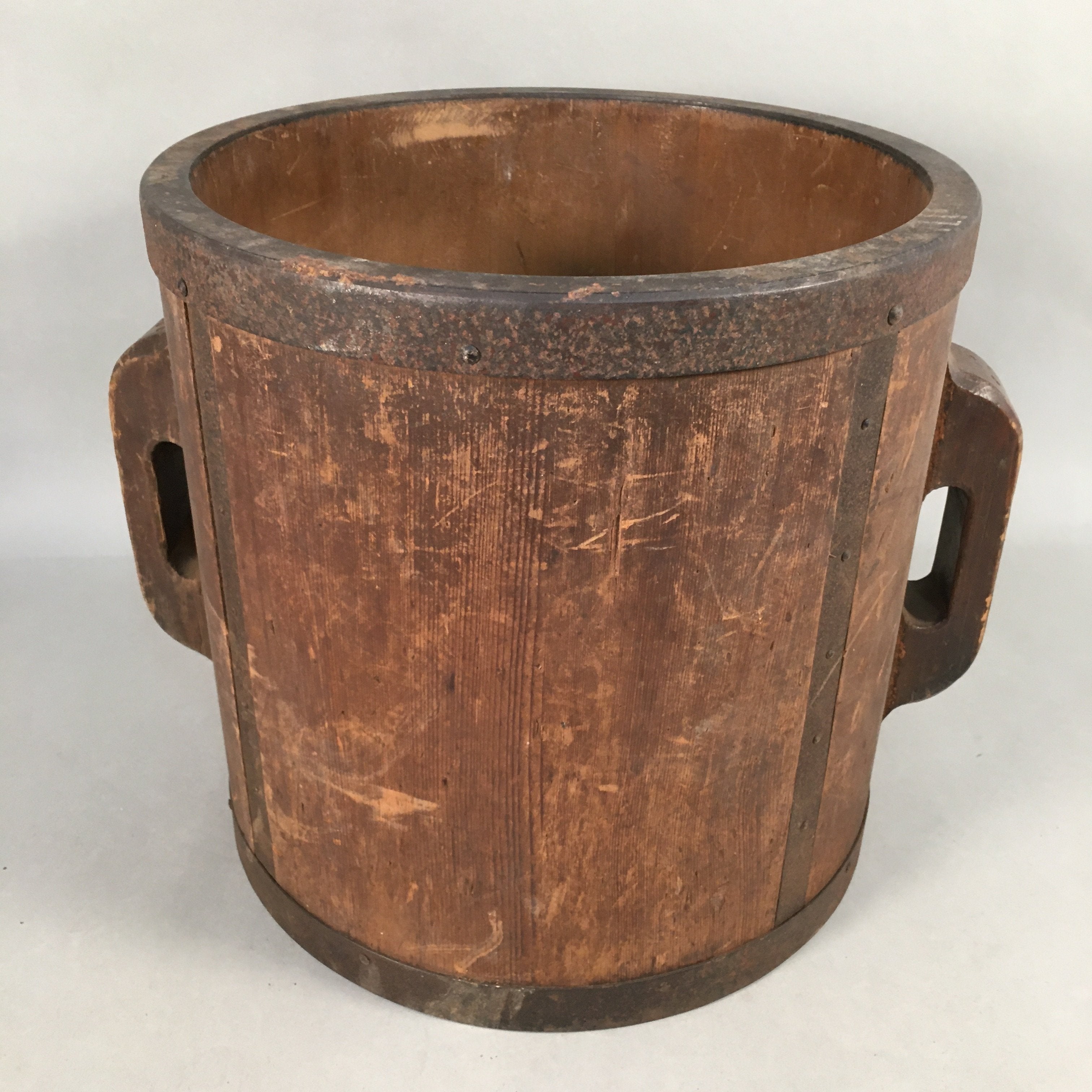 Japanese Antique Handmade Wooden Rice Bucket Masu Brown JK182