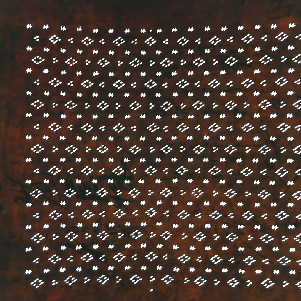 Japanese Antique Ise Katagami Kimono Stencil Edo Era Diamond Petal A244