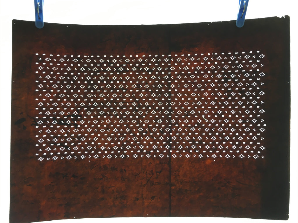Japanese Antique Ise Katagami Kimono Stencil Edo Era Diamond Petal A244