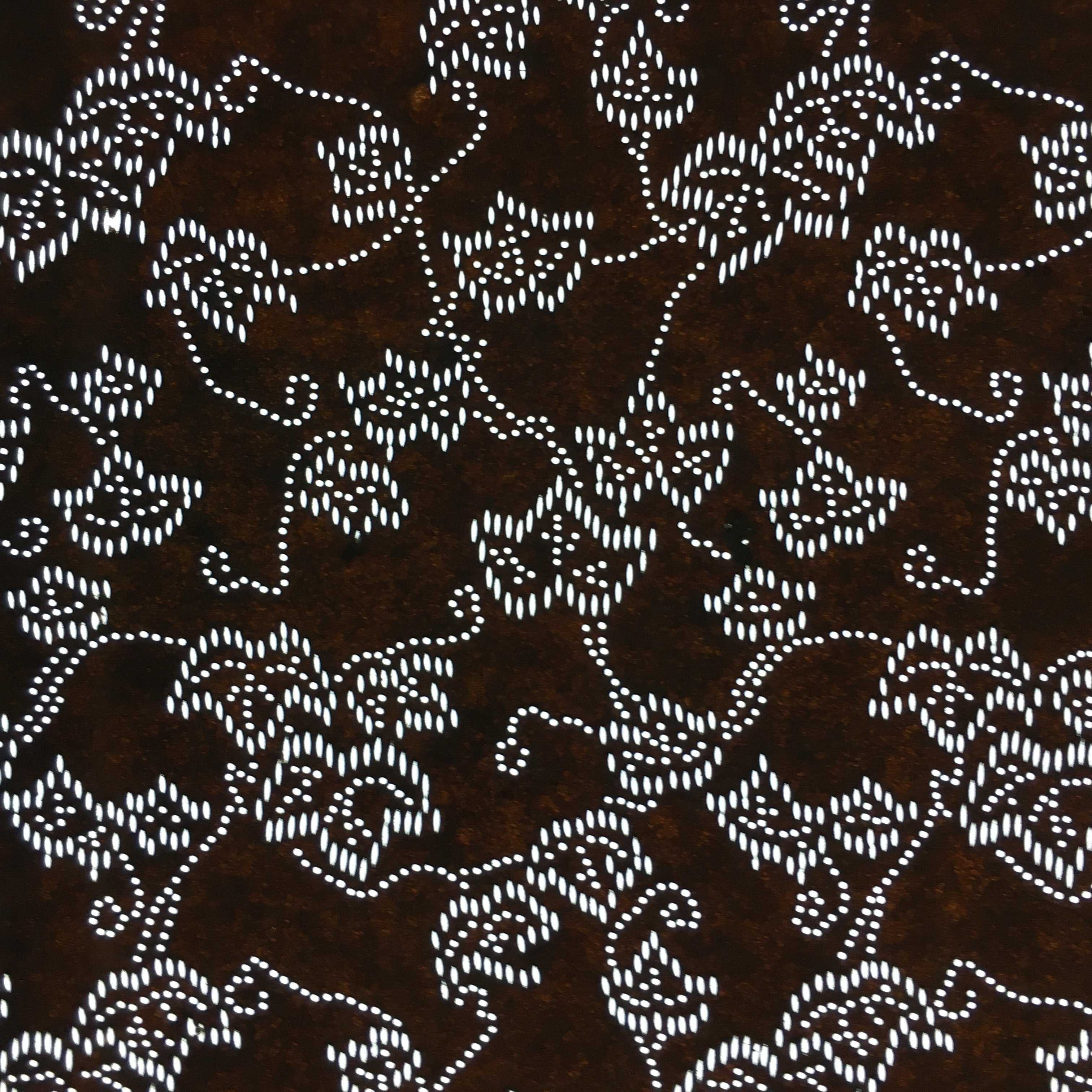 Japanese Antique Ise Katagami Kimono Stencil Edo Era Leaf Flower dot line A237