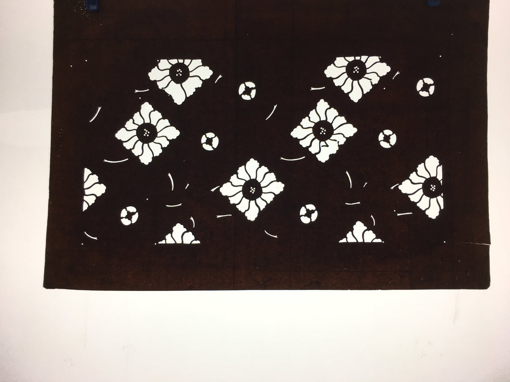 Japanese Antique Ise Katagami Kimono Stencil Edo Era Plus Floral Pattern A337