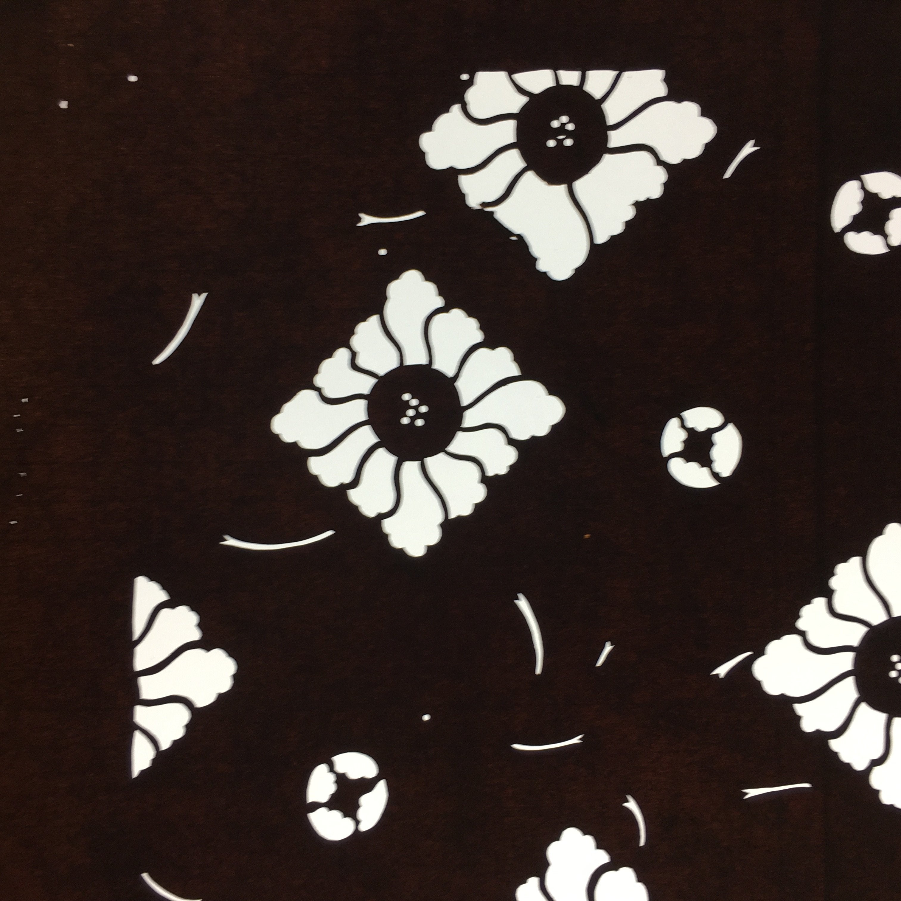 Japanese Antique Ise Katagami Kimono Stencil Edo Era Plus Floral Pattern A337
