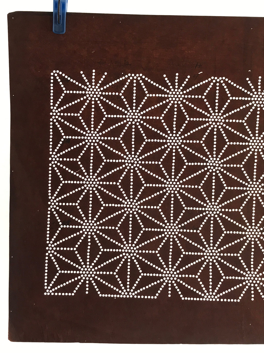 Japanese Antique Ise Katagami Paper Kimono Stencil Asanoha Leaf Design A615
