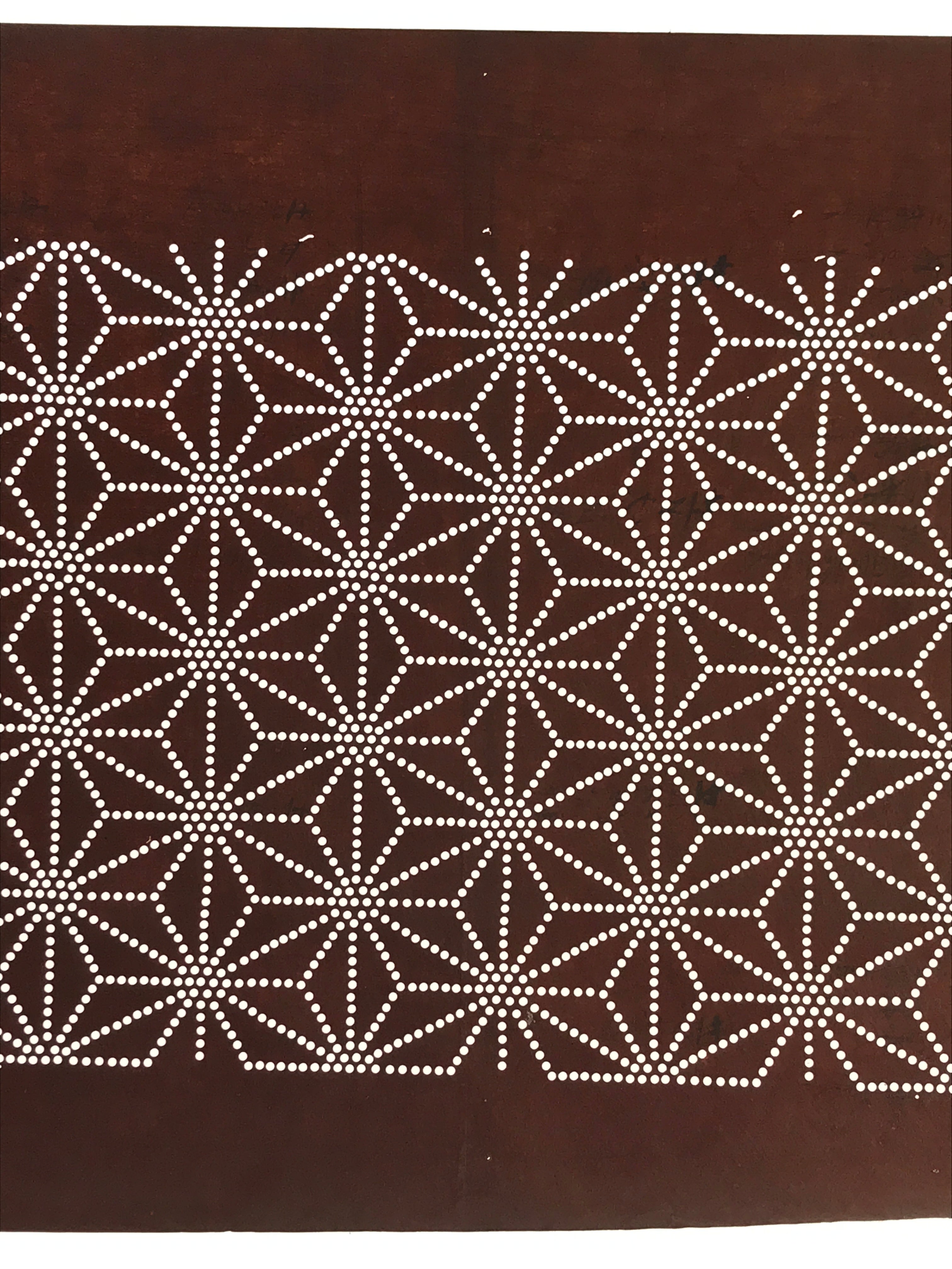 Japanese Antique Ise Katagami Paper Kimono Stencil Asanoha Leaf Design A615