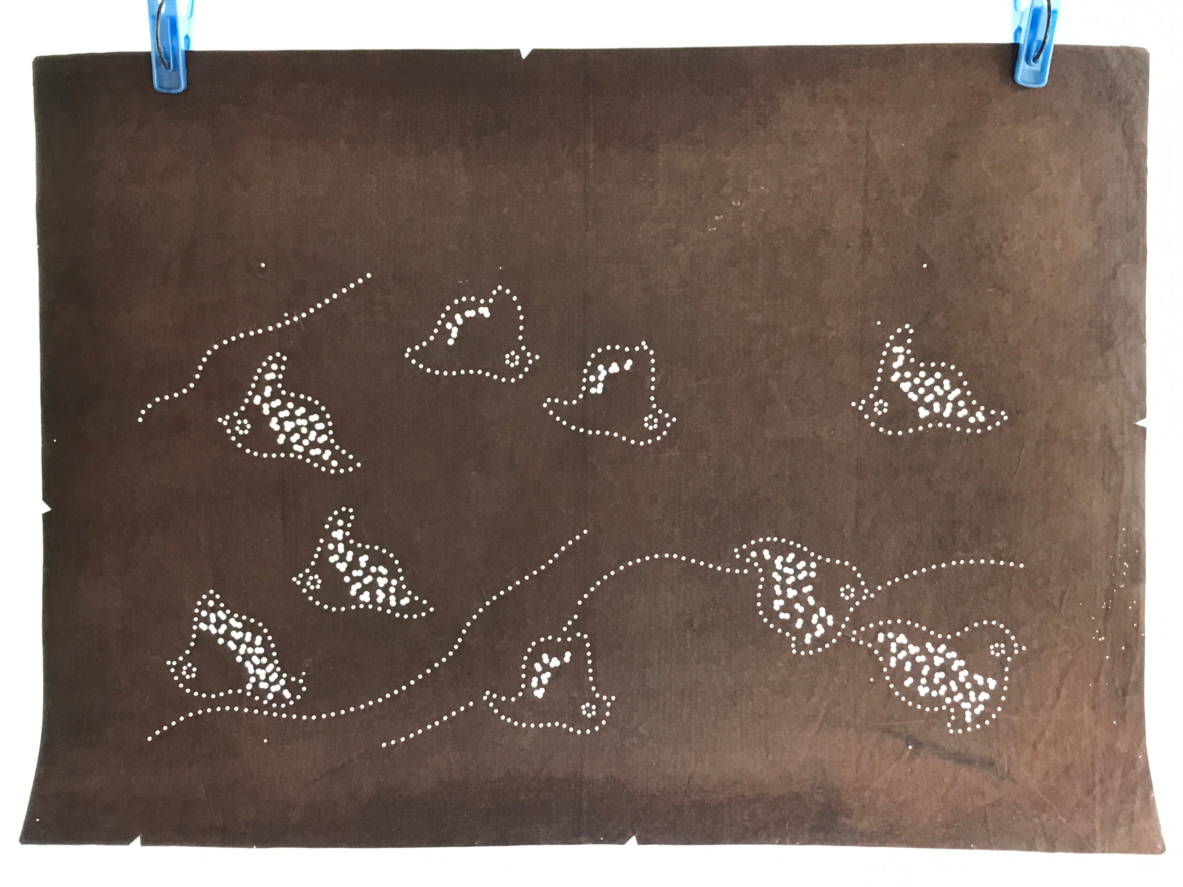 Japanese Antique Ise Katagami Paper Kimono Stencil Chidori Bird Design A612