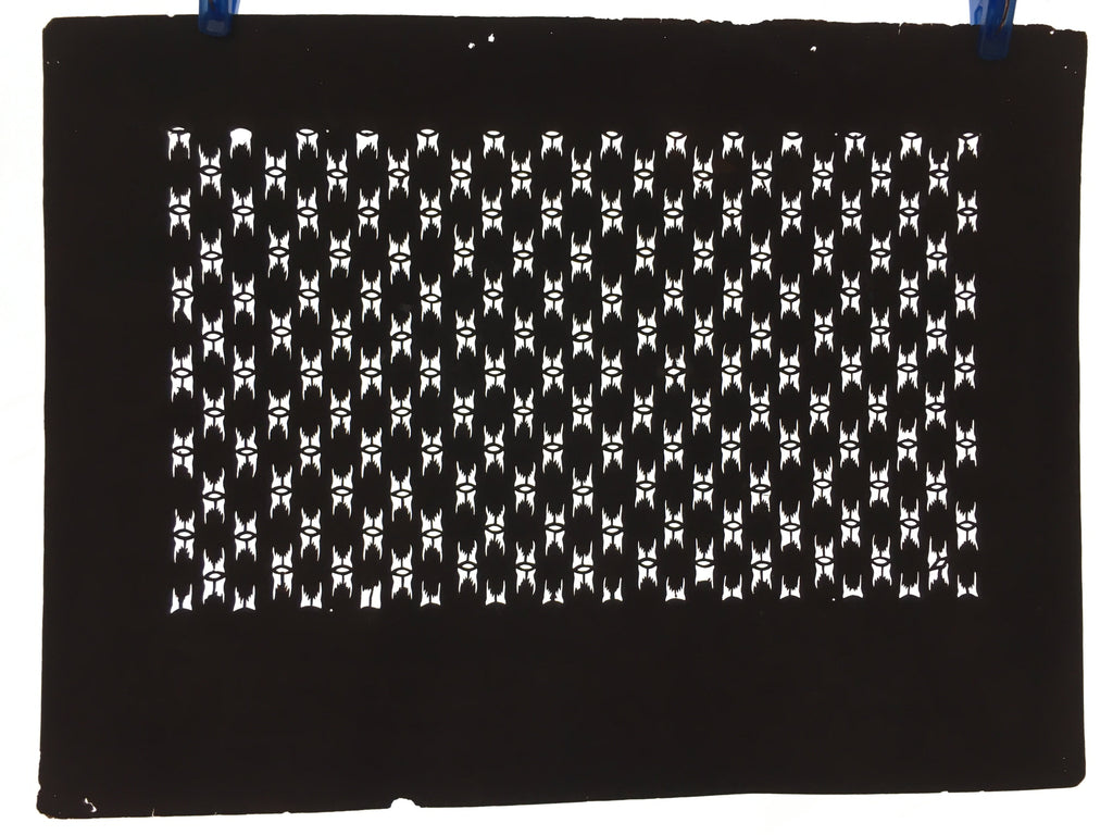 Japanese Antique Ise Katagami Paper Kimono Stencil Edo Abstract Design A423