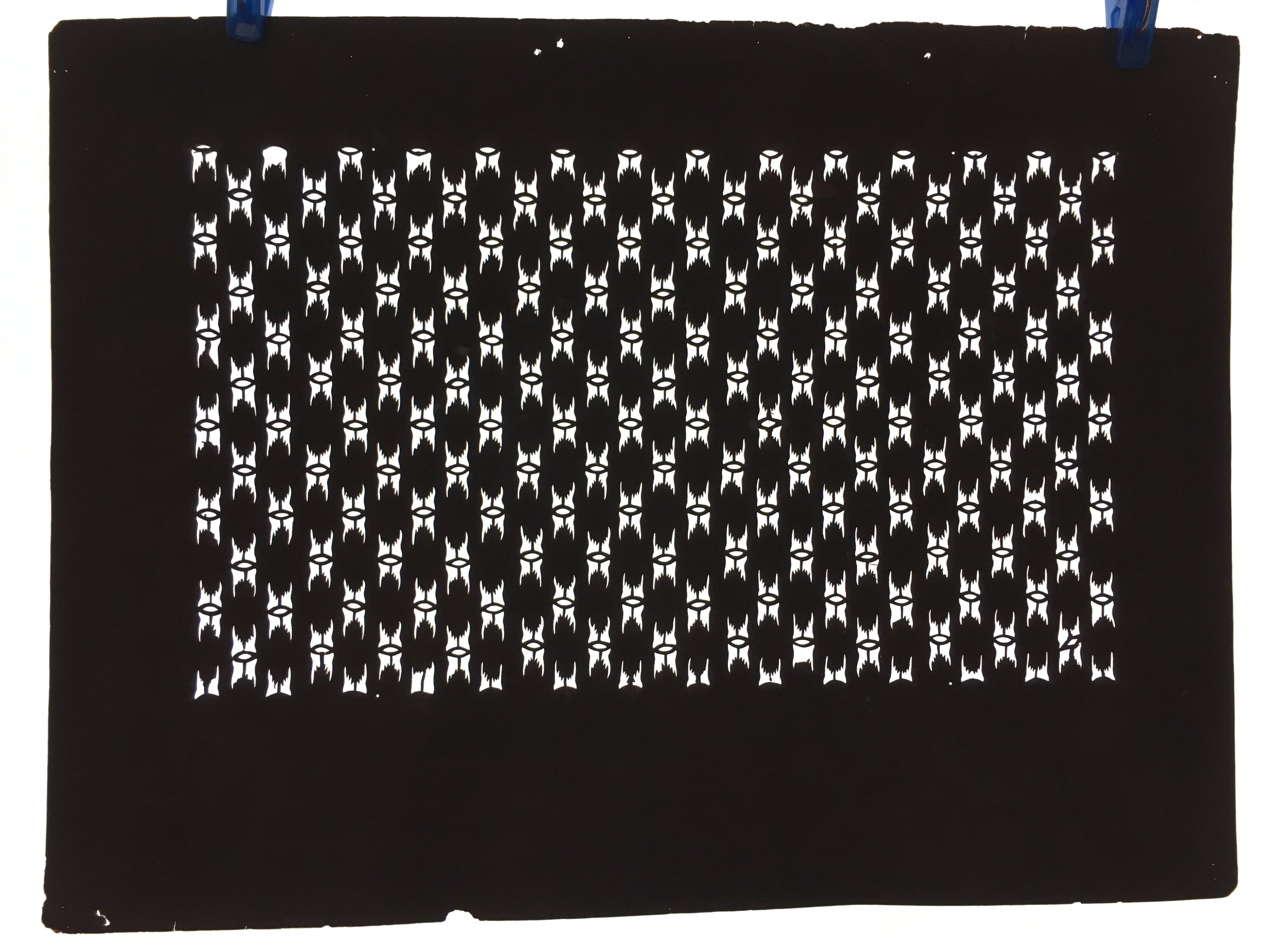 Japanese Antique Ise Katagami Paper Kimono Stencil Edo Abstract Design A423