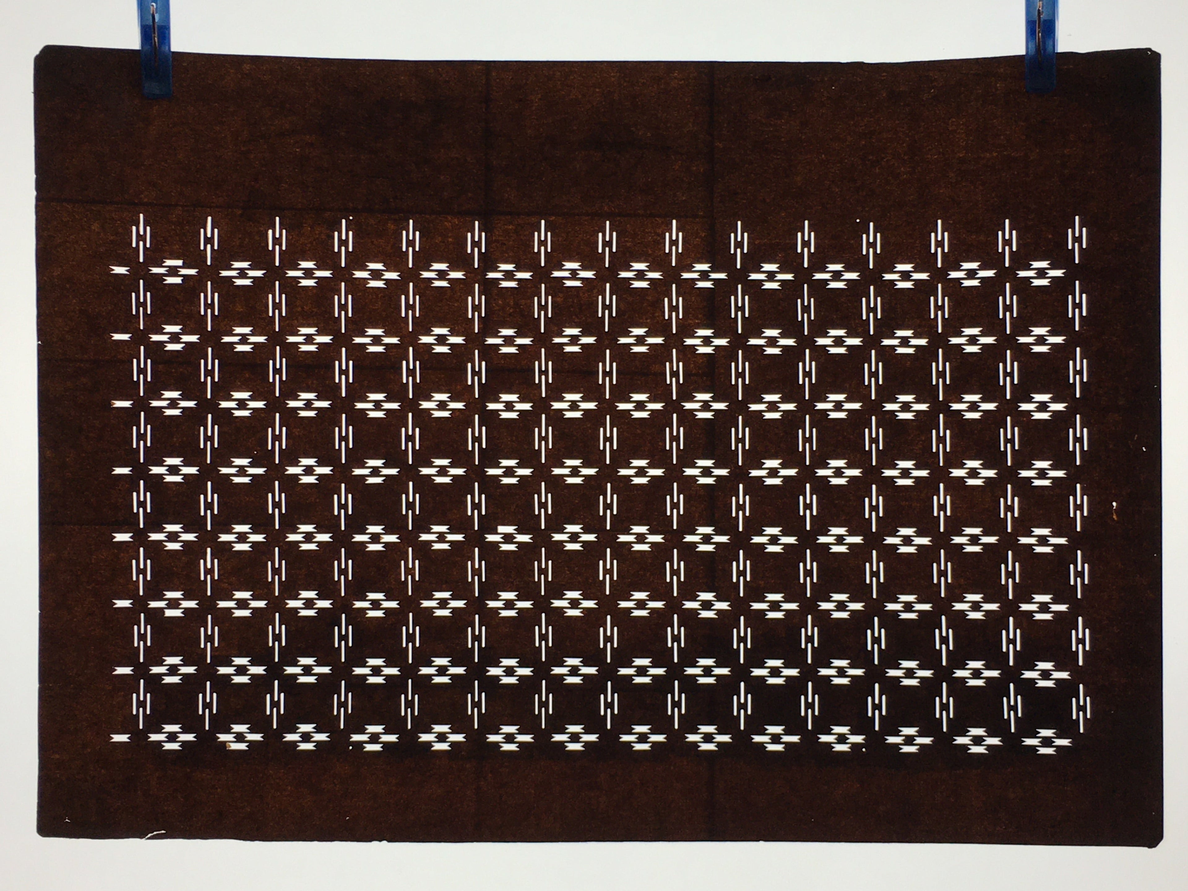 Japanese Antique Ise Katagami Paper Kimono Stencil Edo Abstract Geometric Patter