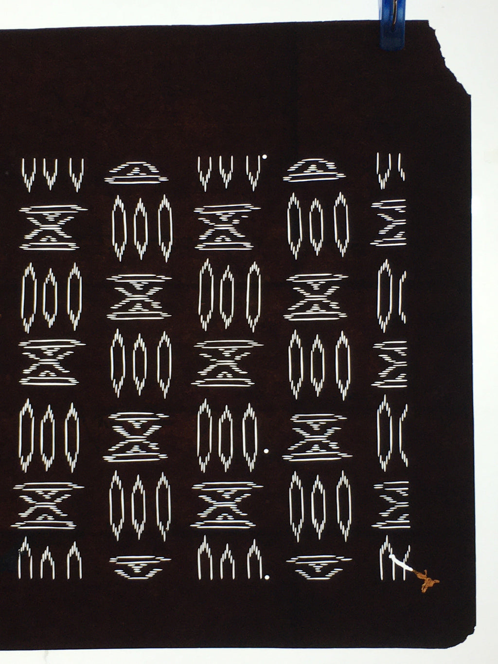Japanese Antique Ise Katagami Paper Kimono Stencil Edo Abstract Pattern A579