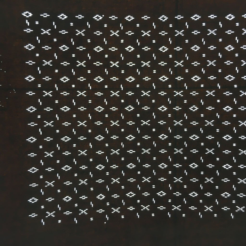 Japanese Antique Ise Katagami Paper Kimono Stencil Edo Circle Cross Pattern A524