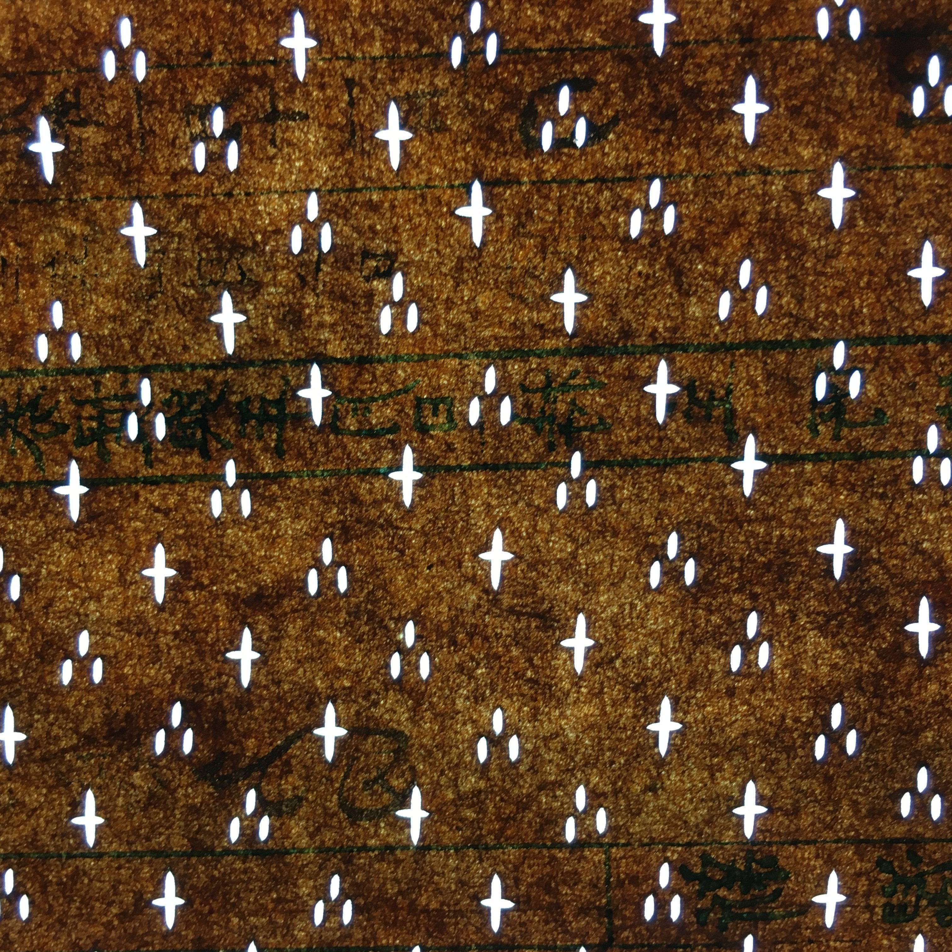 Japanese Antique Ise Katagami Paper Kimono Stencil Edo Cross Dot Pattern A533