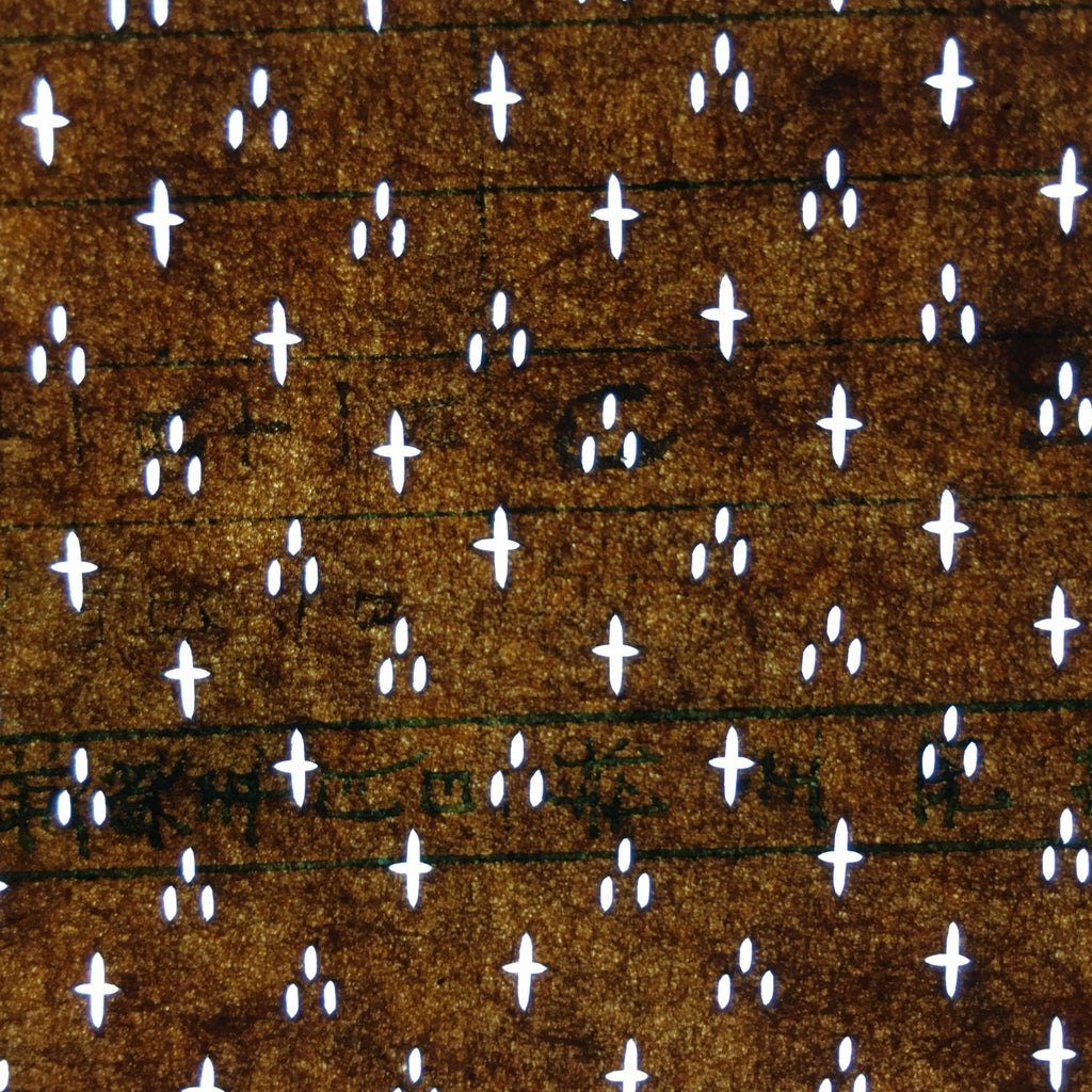 Japanese Antique Ise Katagami Paper Kimono Stencil Edo Cross Dot Pattern A533