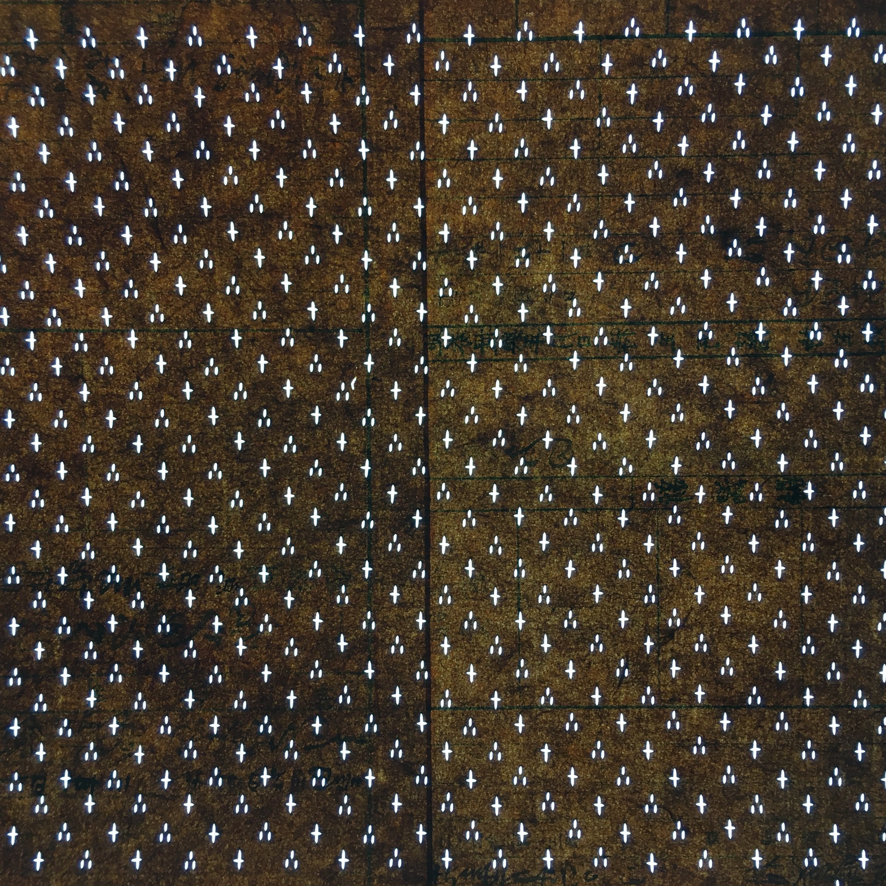 Japanese Antique Ise Katagami Paper Kimono Stencil Edo Cross Dot Pattern A533