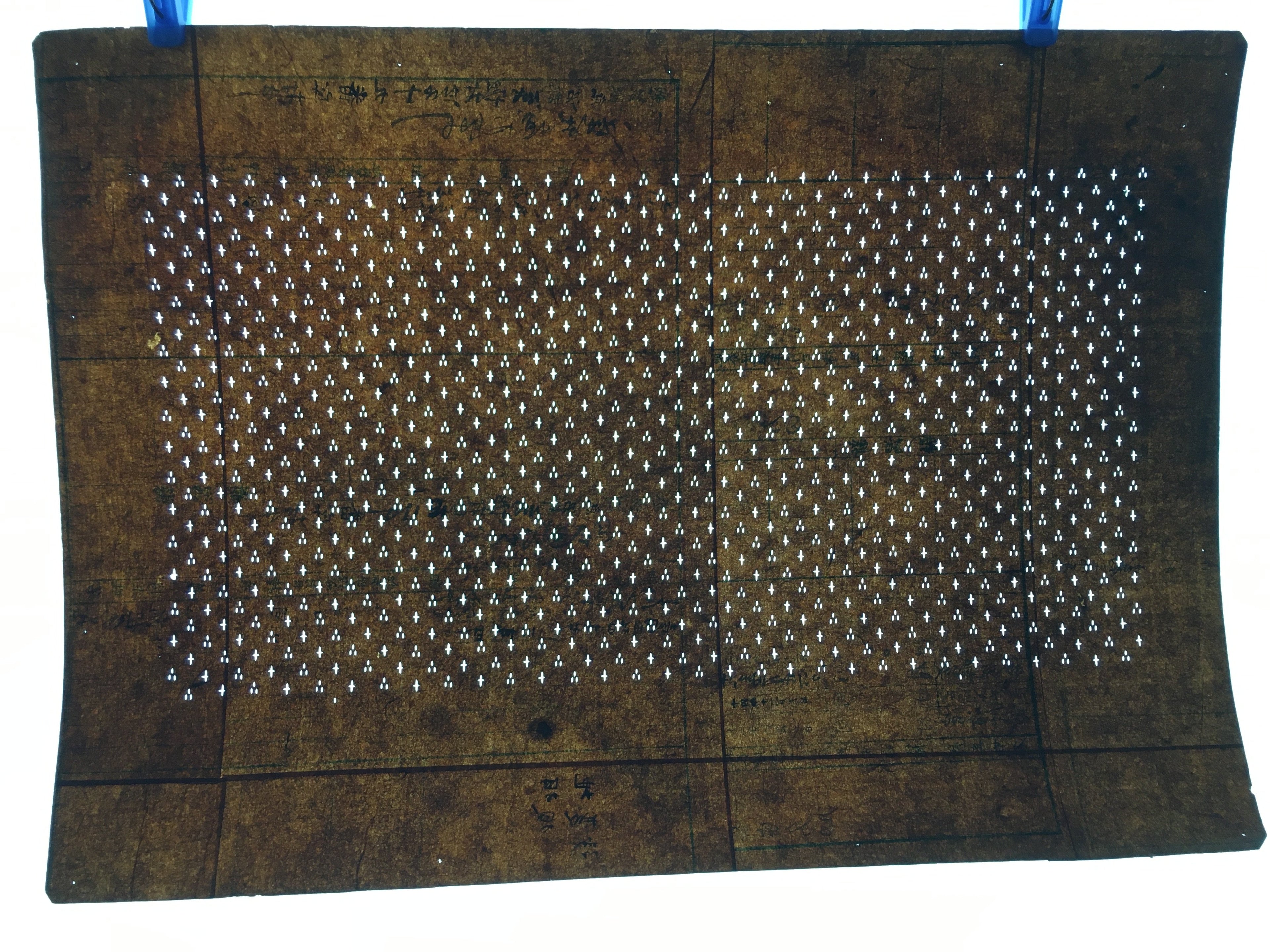 Japanese Antique Ise Katagami Paper Kimono Stencil Edo Cross Dot Pattern A533