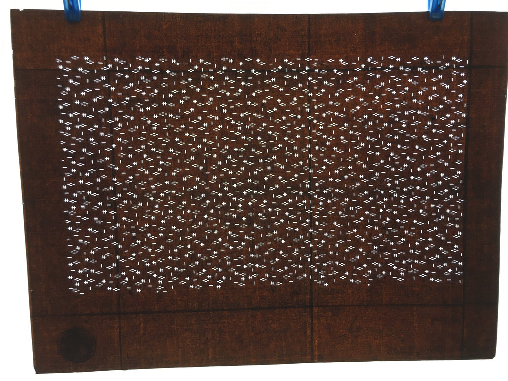 Japanese Antique Ise Katagami Paper Kimono Stencil Edo Cross Line Pattern A510