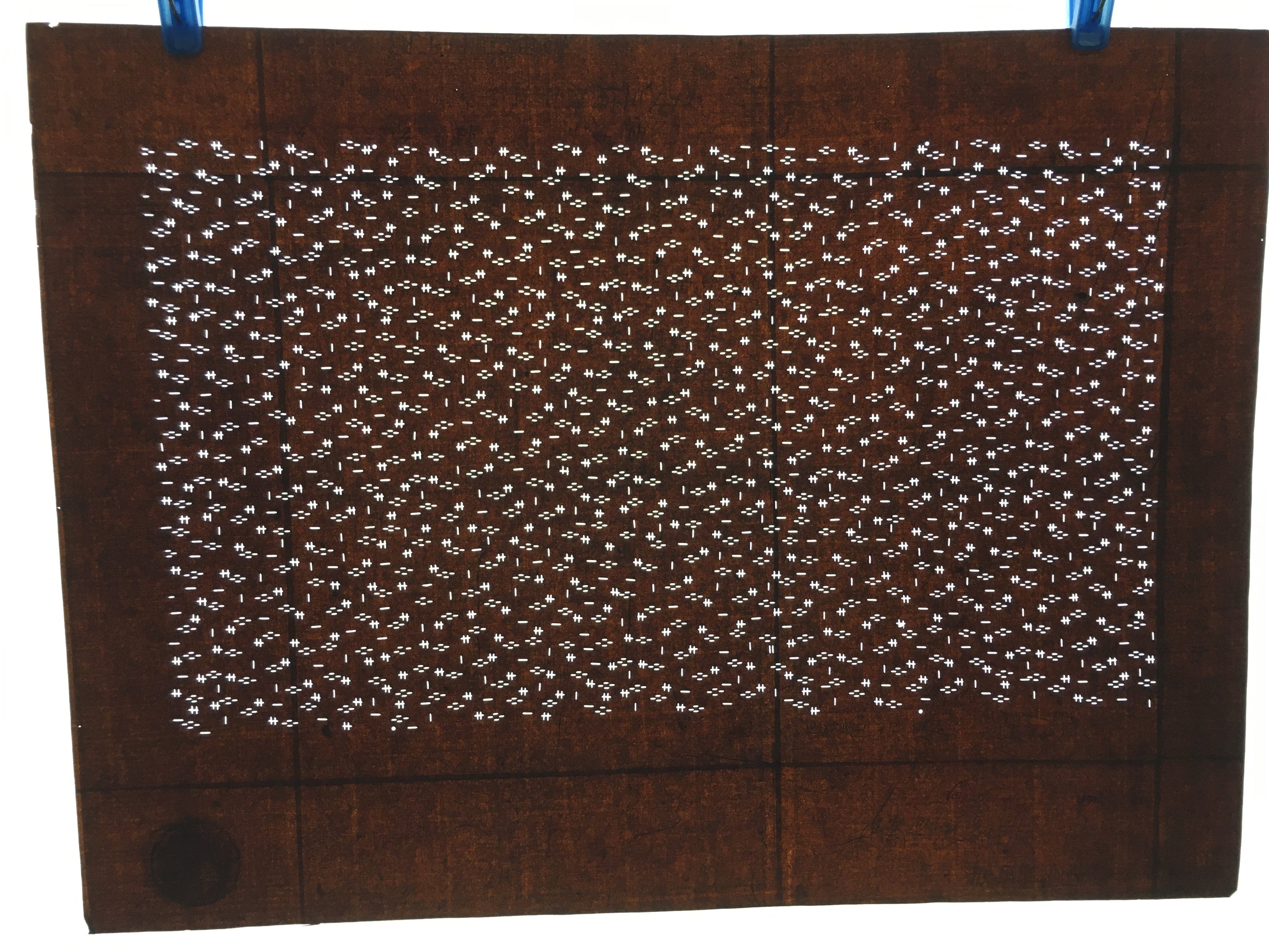 Japanese Antique Ise Katagami Paper Kimono Stencil Edo Cross Line Pattern A510