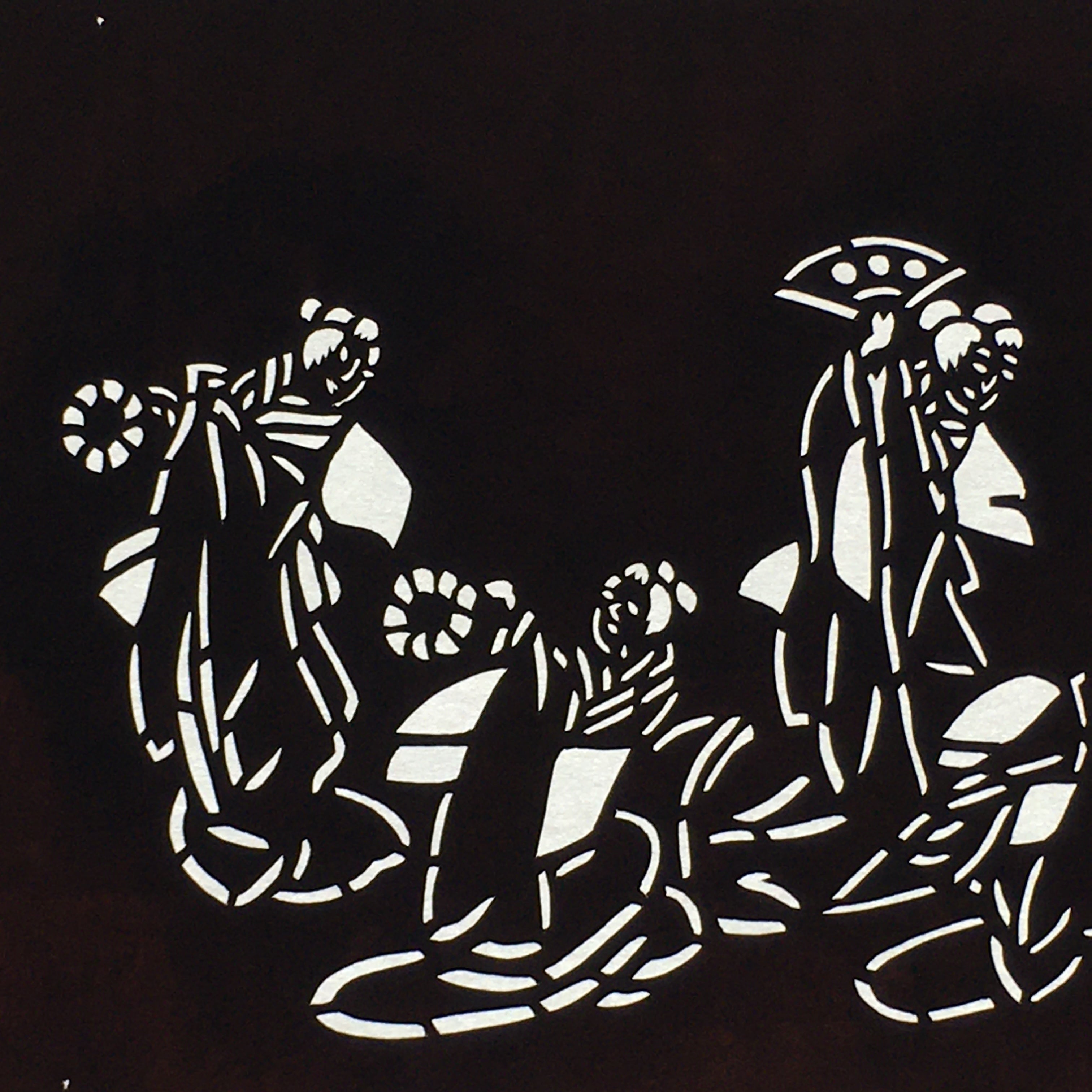 Japanese Antique Ise Katagami Paper Kimono Stencil Edo Dancing Women Design A562