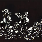 Japanese Antique Ise Katagami Paper Kimono Stencil Edo Dancing Women Design A562
