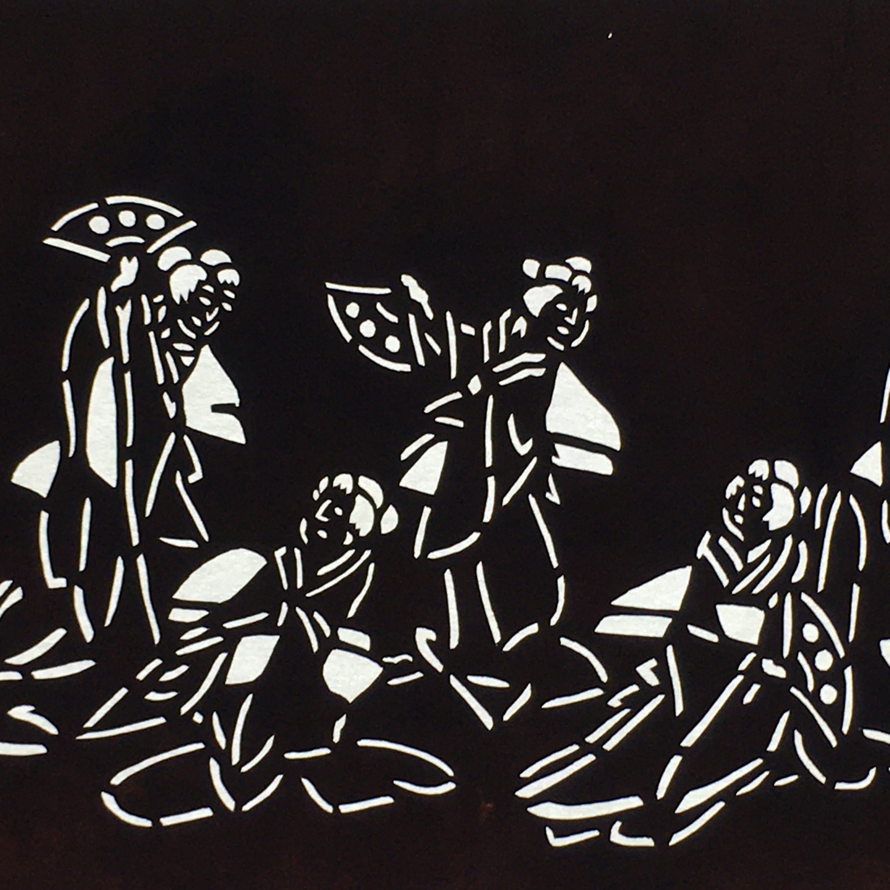 Japanese Antique Ise Katagami Paper Kimono Stencil Edo Dancing Women Design A562