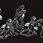 Japanese Antique Ise Katagami Paper Kimono Stencil Edo Dancing Women Design A562