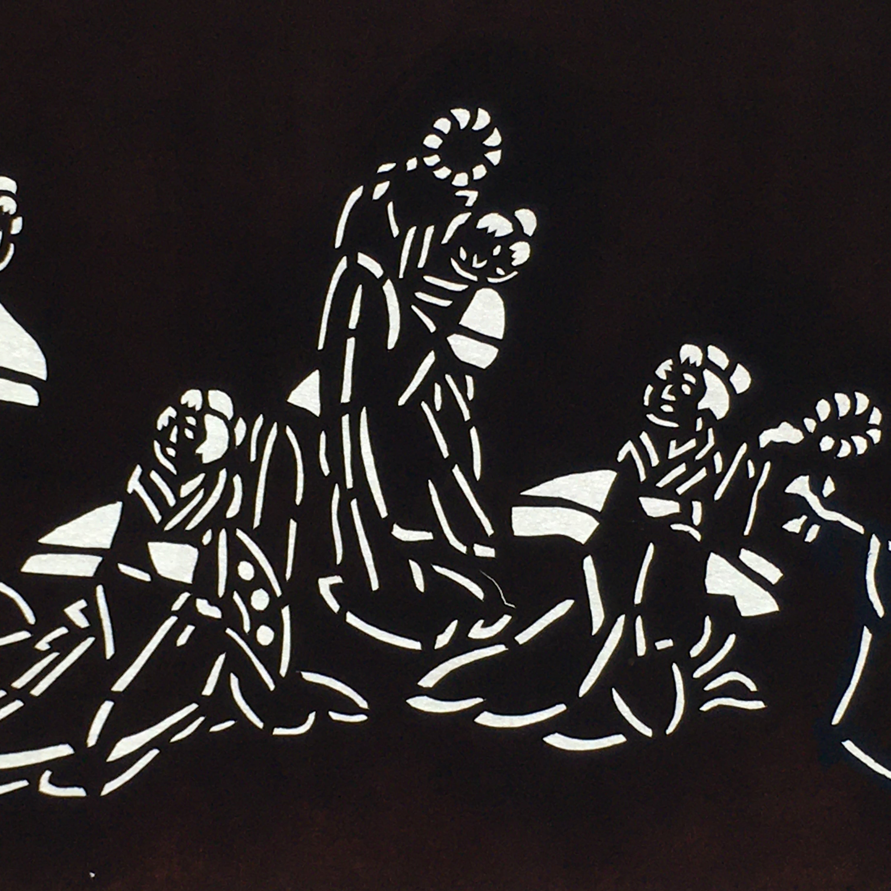 Japanese Antique Ise Katagami Paper Kimono Stencil Edo Dancing Women Design A562