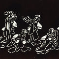 Japanese Antique Ise Katagami Paper Kimono Stencil Edo Dancing Women Design A562