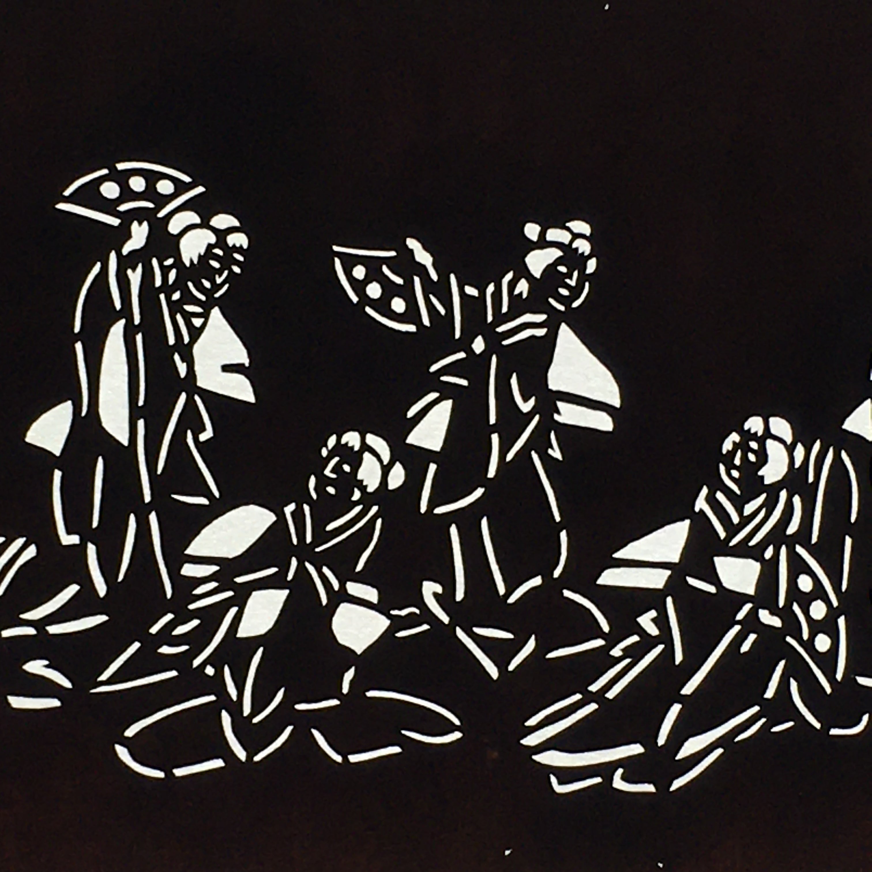 Japanese Antique Ise Katagami Paper Kimono Stencil Edo Dancing Women Design A562