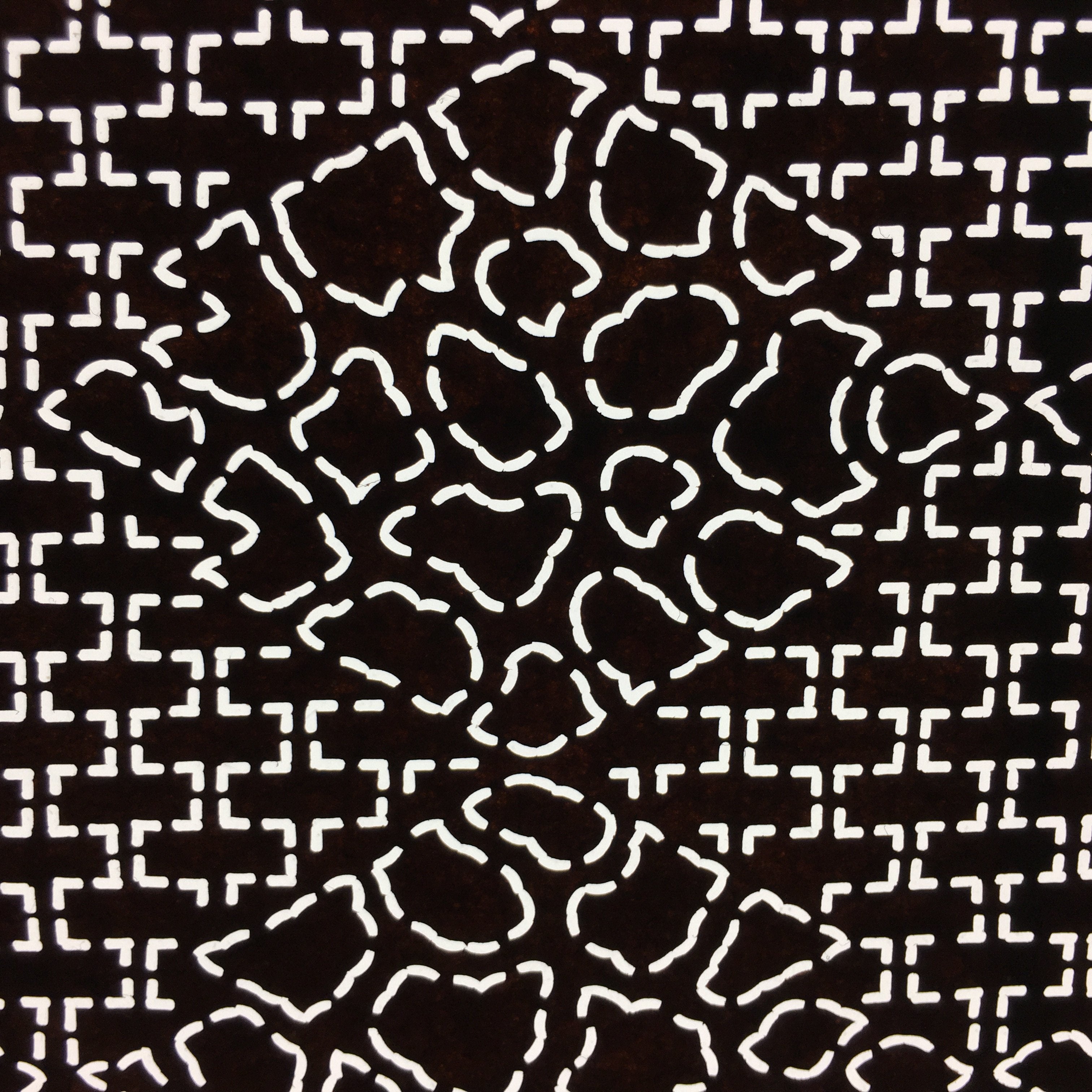 Japanese Antique Ise Katagami Paper Kimono Stencil Edo Diamond Shape Pattern A53