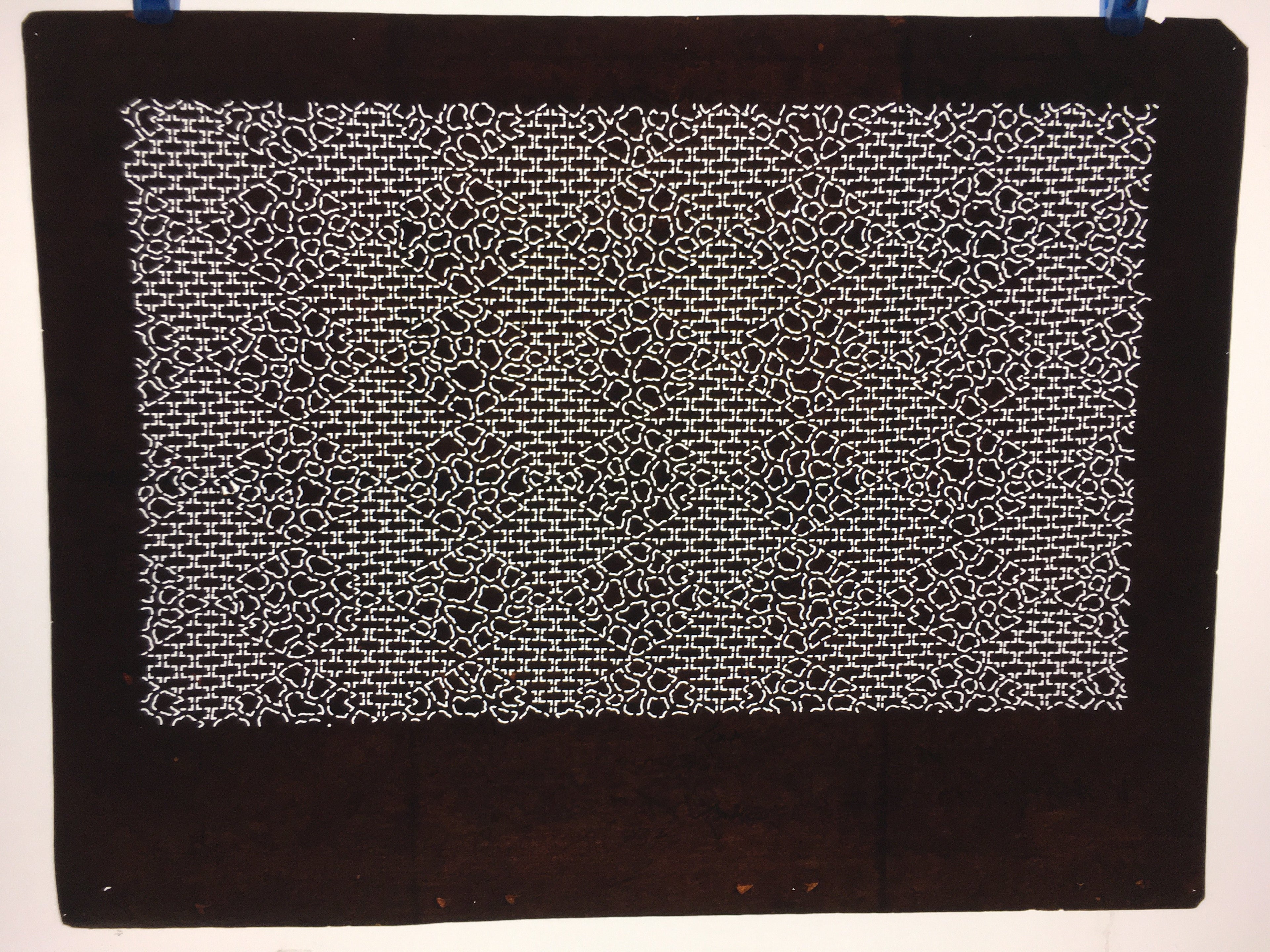 Japanese Antique Ise Katagami Paper Kimono Stencil Edo Diamond Shape Pattern A53