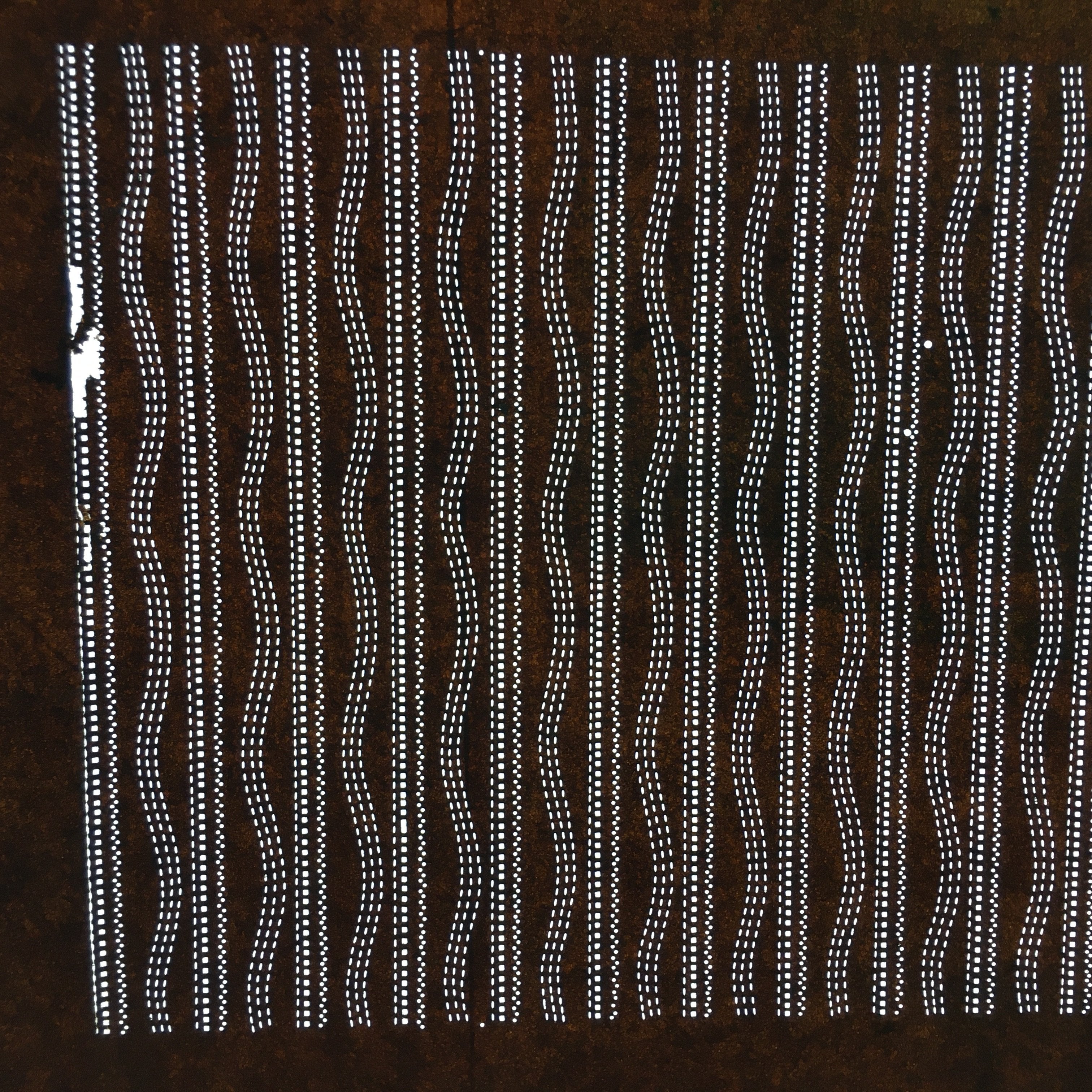 Japanese Antique Ise Katagami Paper Kimono Stencil Edo Dot Wavy Line Pattern A50