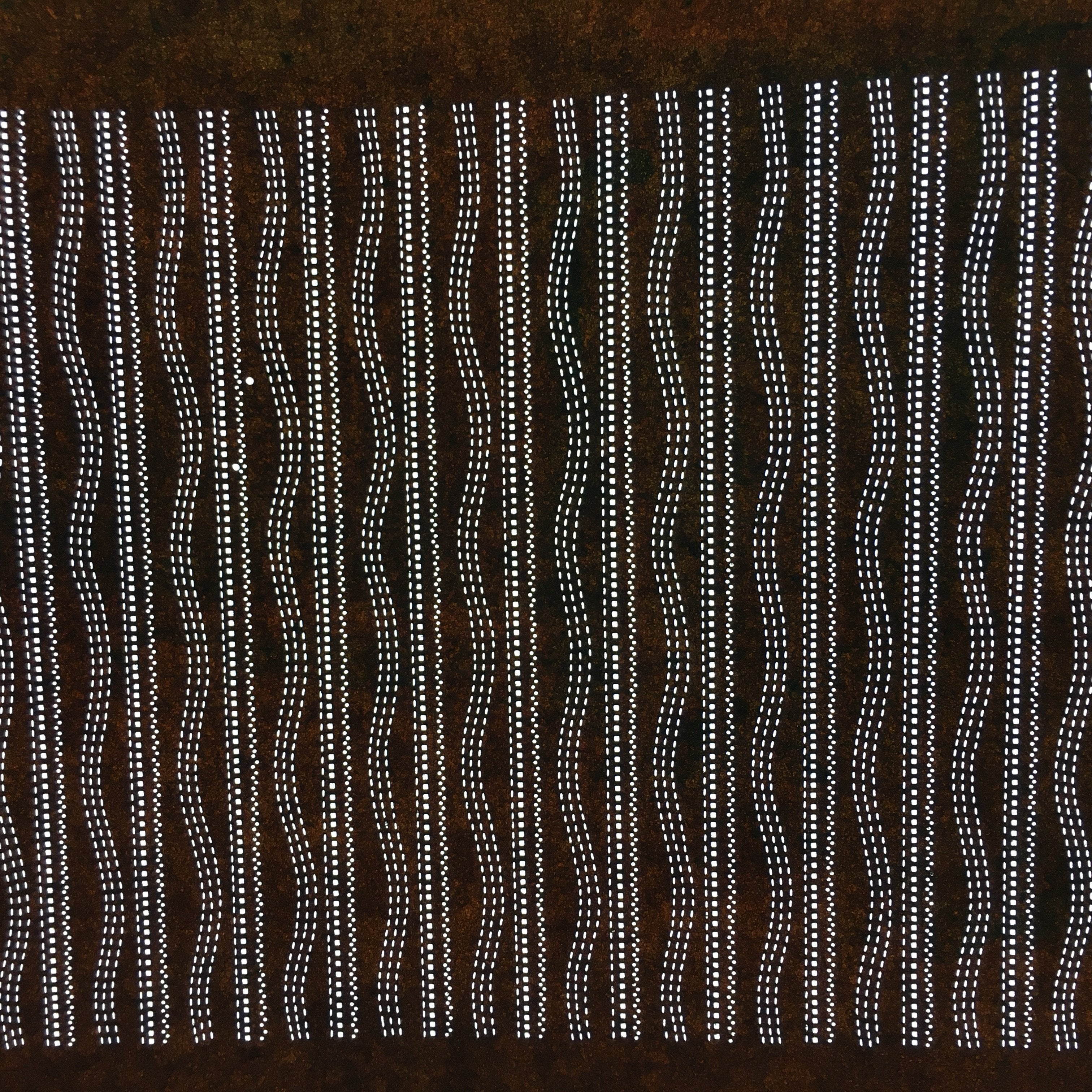 Japanese Antique Ise Katagami Paper Kimono Stencil Edo Dot Wavy Line Pattern A50