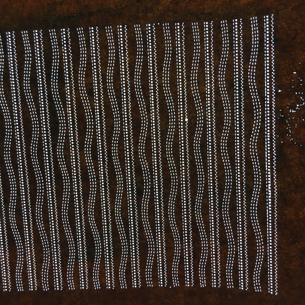 Japanese Antique Ise Katagami Paper Kimono Stencil Edo Dot Wavy Line Pattern A50