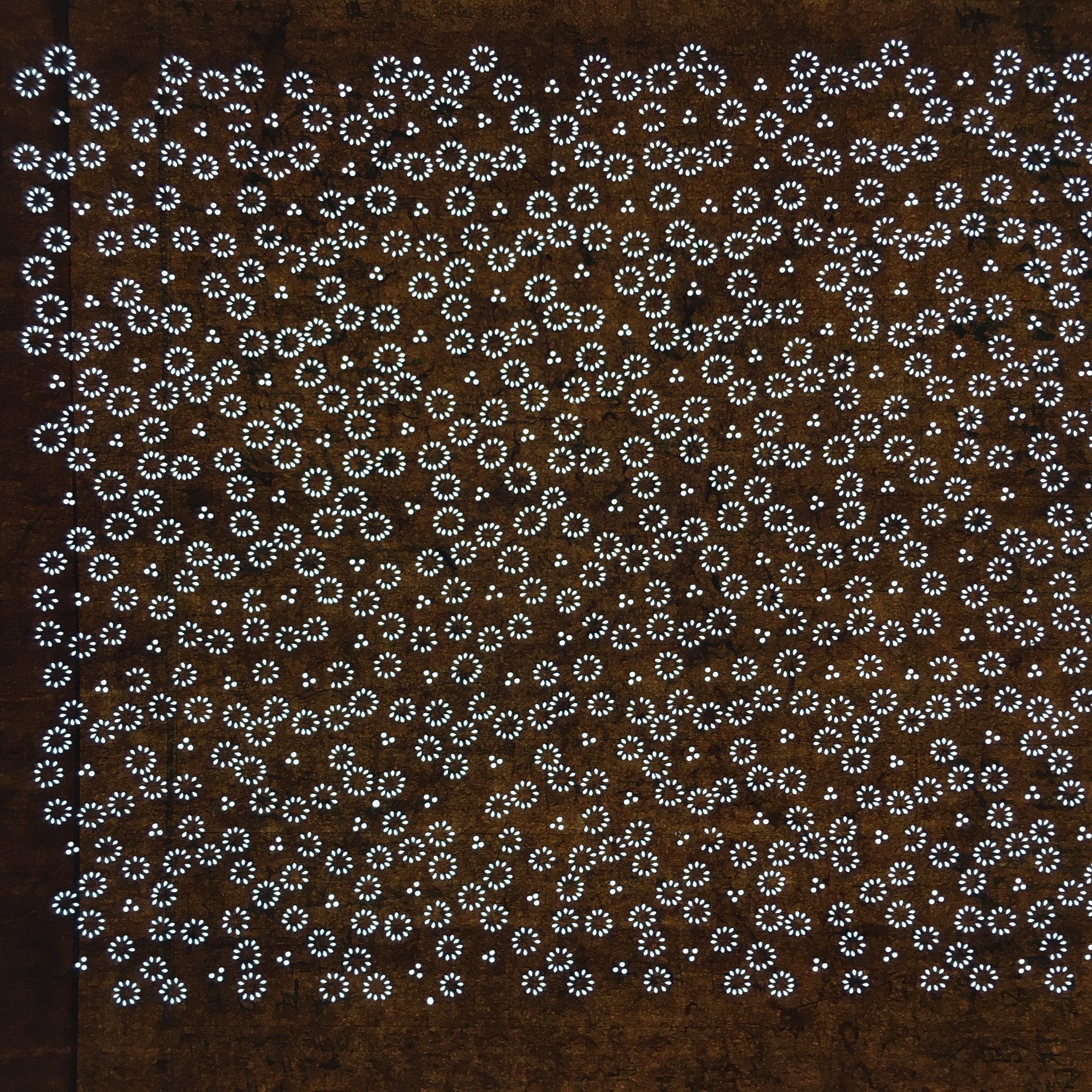Japanese Antique Ise Katagami Paper Kimono Stencil Edo Dotted Circle Pattern A53