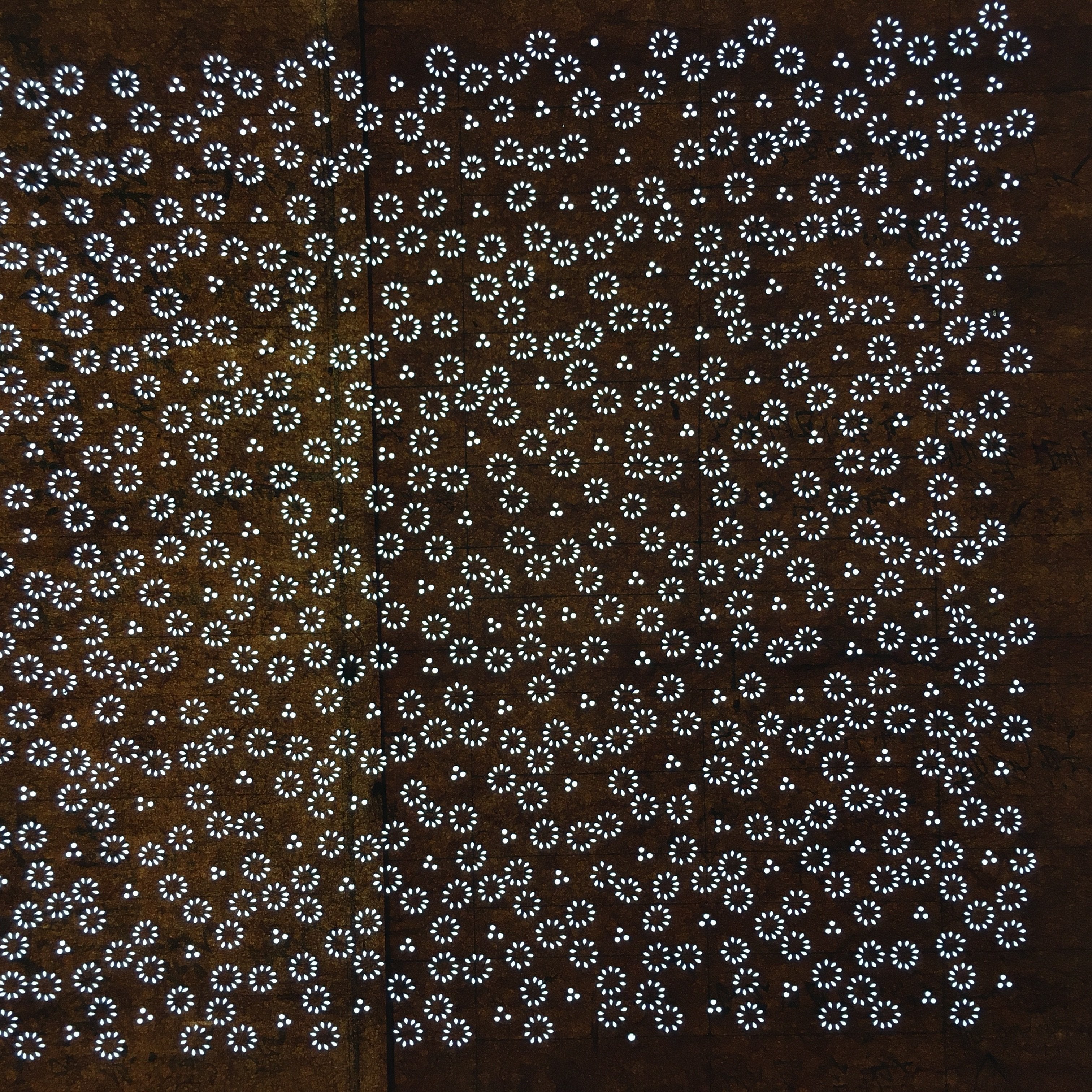 Japanese Antique Ise Katagami Paper Kimono Stencil Edo Dotted Circle Pattern A53