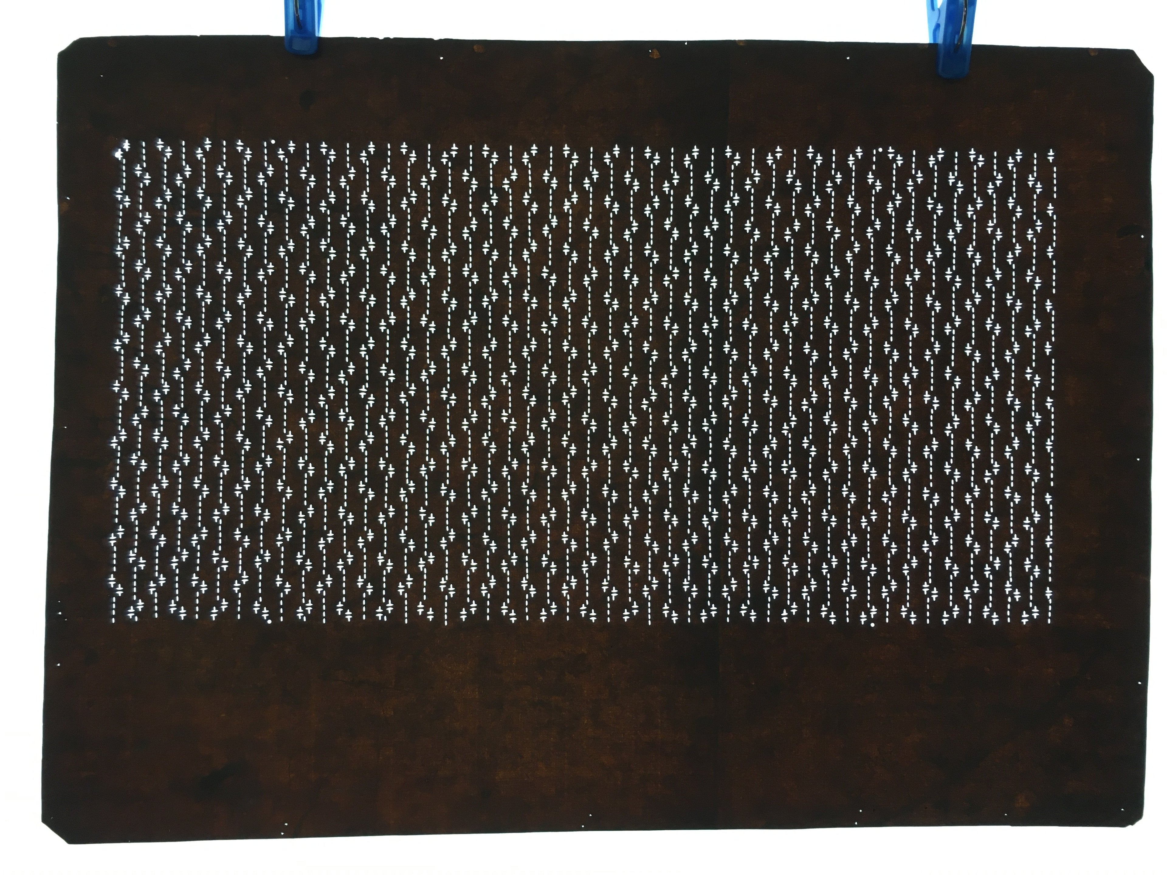Japanese Antique Ise Katagami Paper Kimono Stencil Edo Dotted Line A430