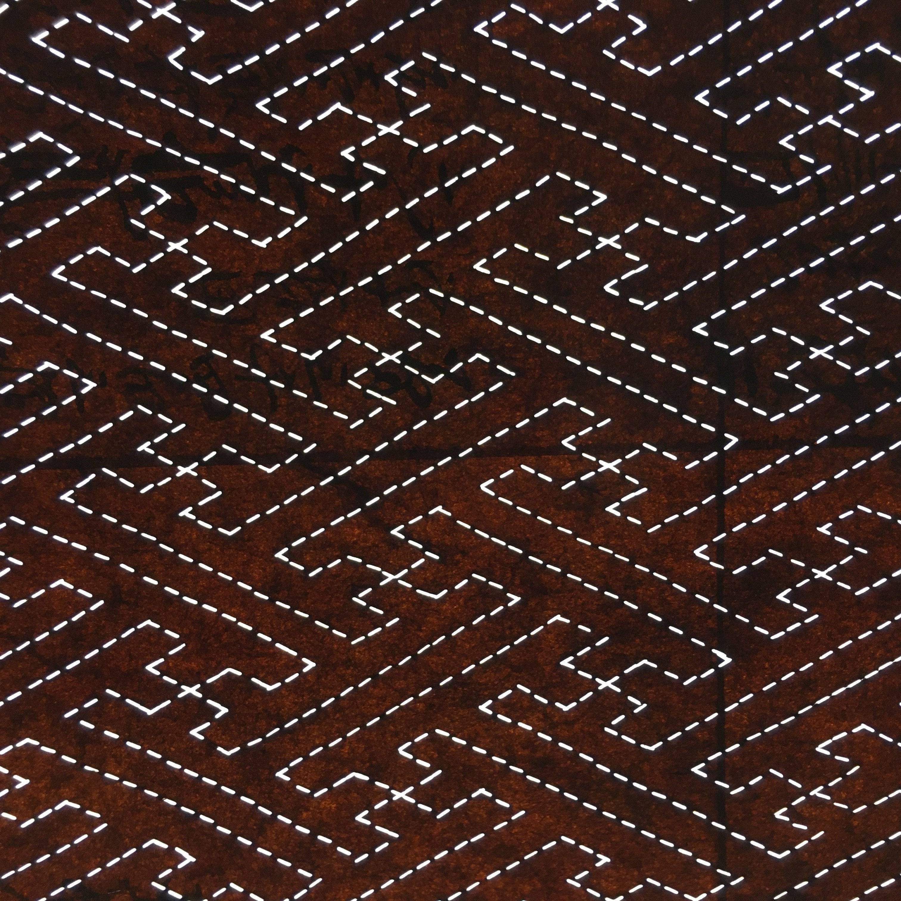 Japanese Antique Ise Katagami Paper Kimono Stencil Edo Dotted Line Pattern A515
