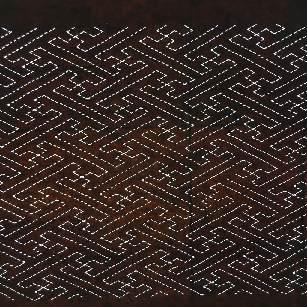 Japanese Antique Ise Katagami Paper Kimono Stencil Edo Dotted Line Pattern A515
