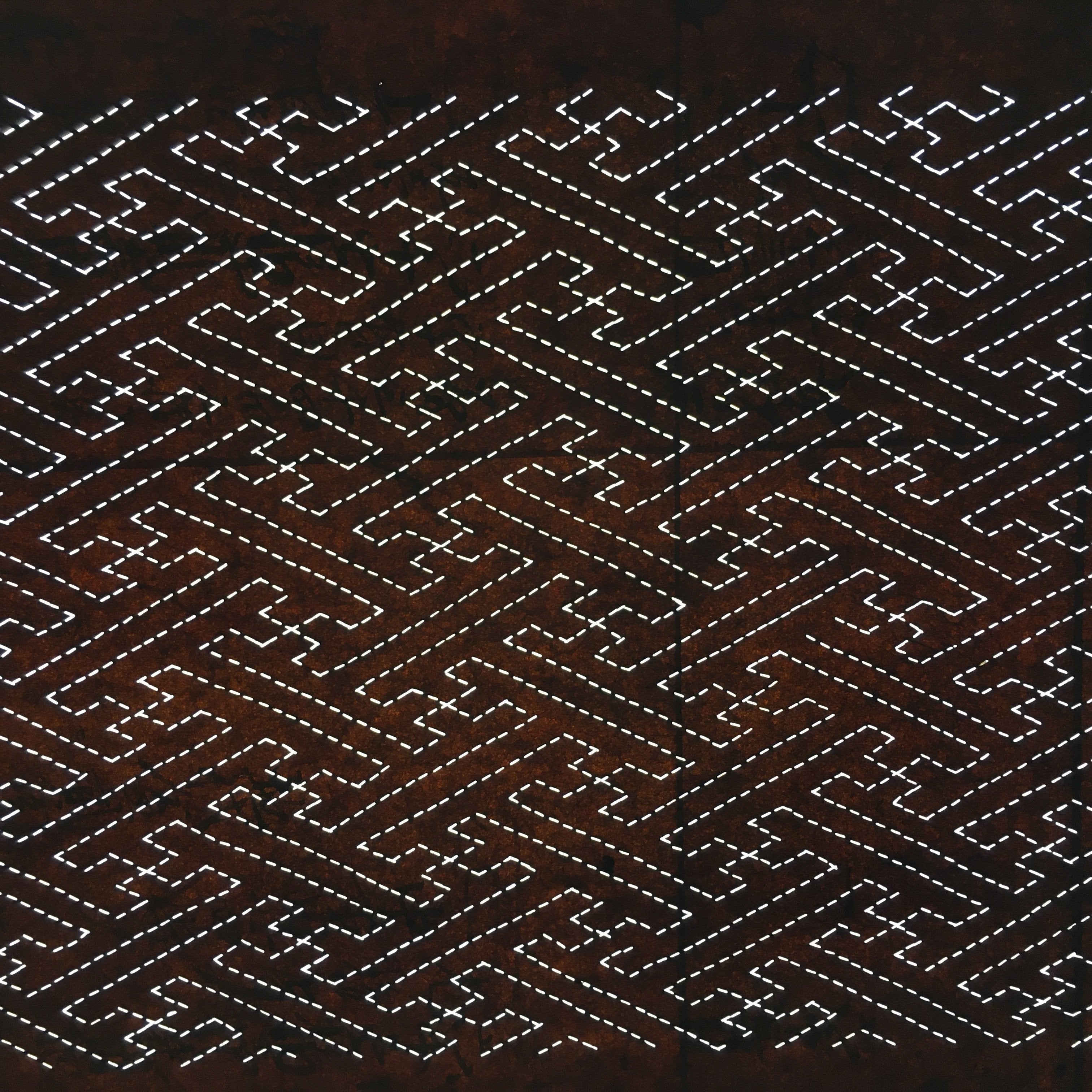 Japanese Antique Ise Katagami Paper Kimono Stencil Edo Dotted Line Pattern A515