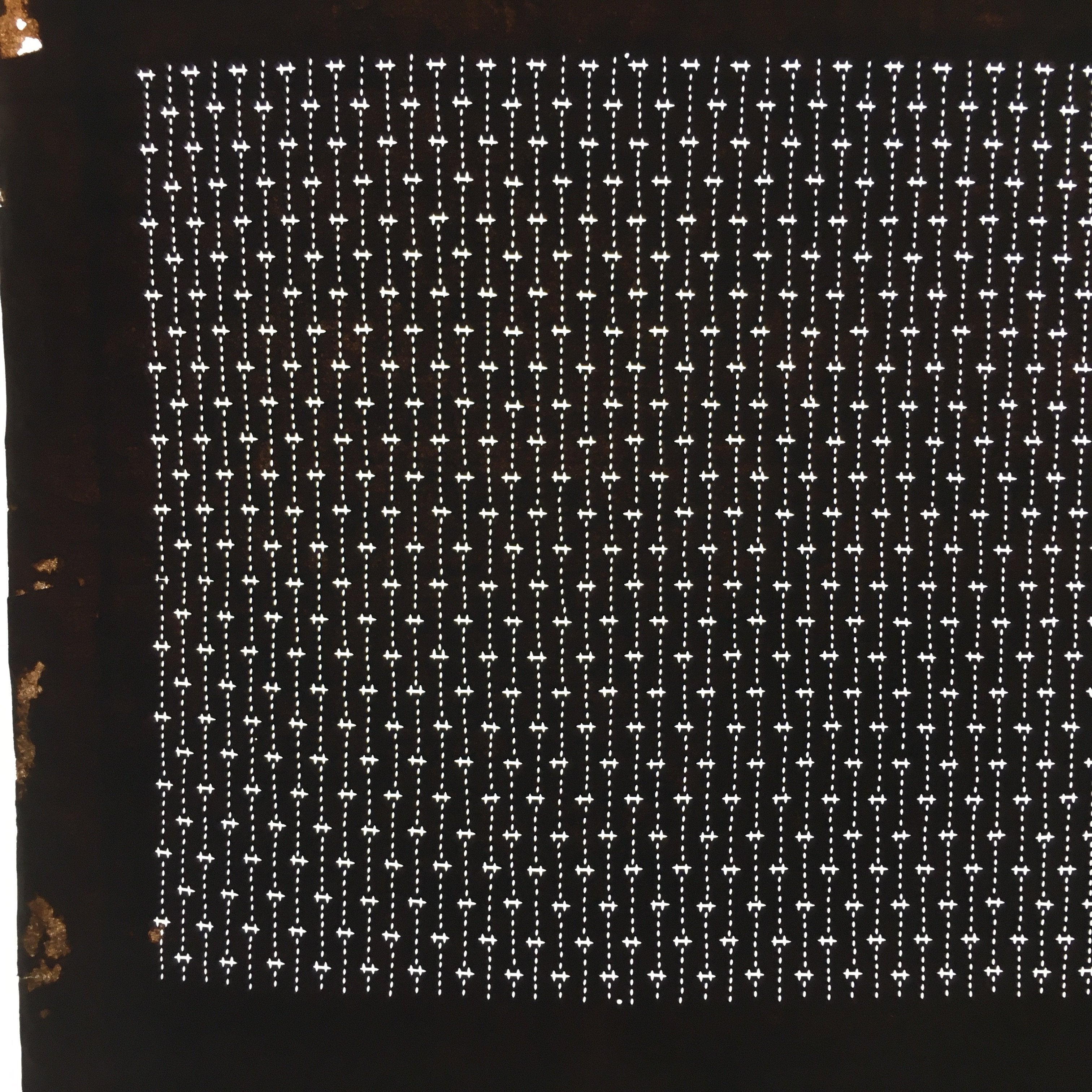 Japanese Antique Ise Katagami Paper Kimono Stencil Edo Dotted Line Pattern A521