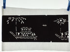 Japanese Antique Ise Katagami Paper Kimono Stencil Edo Festival Boats Fireworks