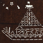 Japanese Antique Ise Katagami Paper Kimono Stencil Edo Festival Fireworks A563