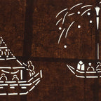 Japanese Antique Ise Katagami Paper Kimono Stencil Edo Festival Fireworks A563
