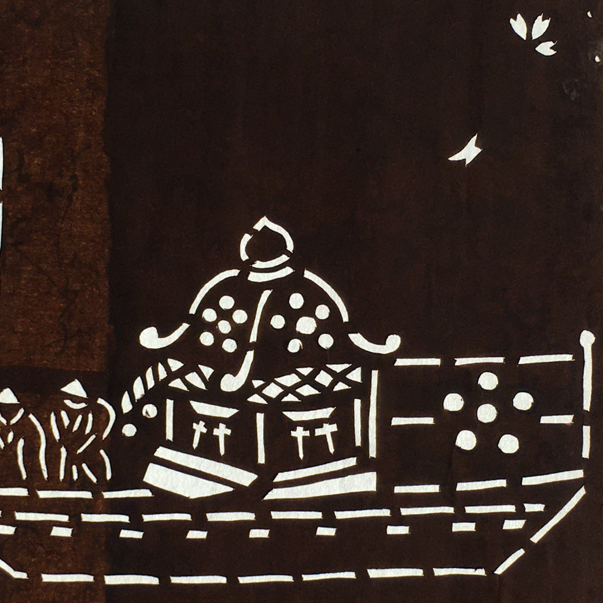 Japanese Antique Ise Katagami Paper Kimono Stencil Edo Festival Fireworks A563