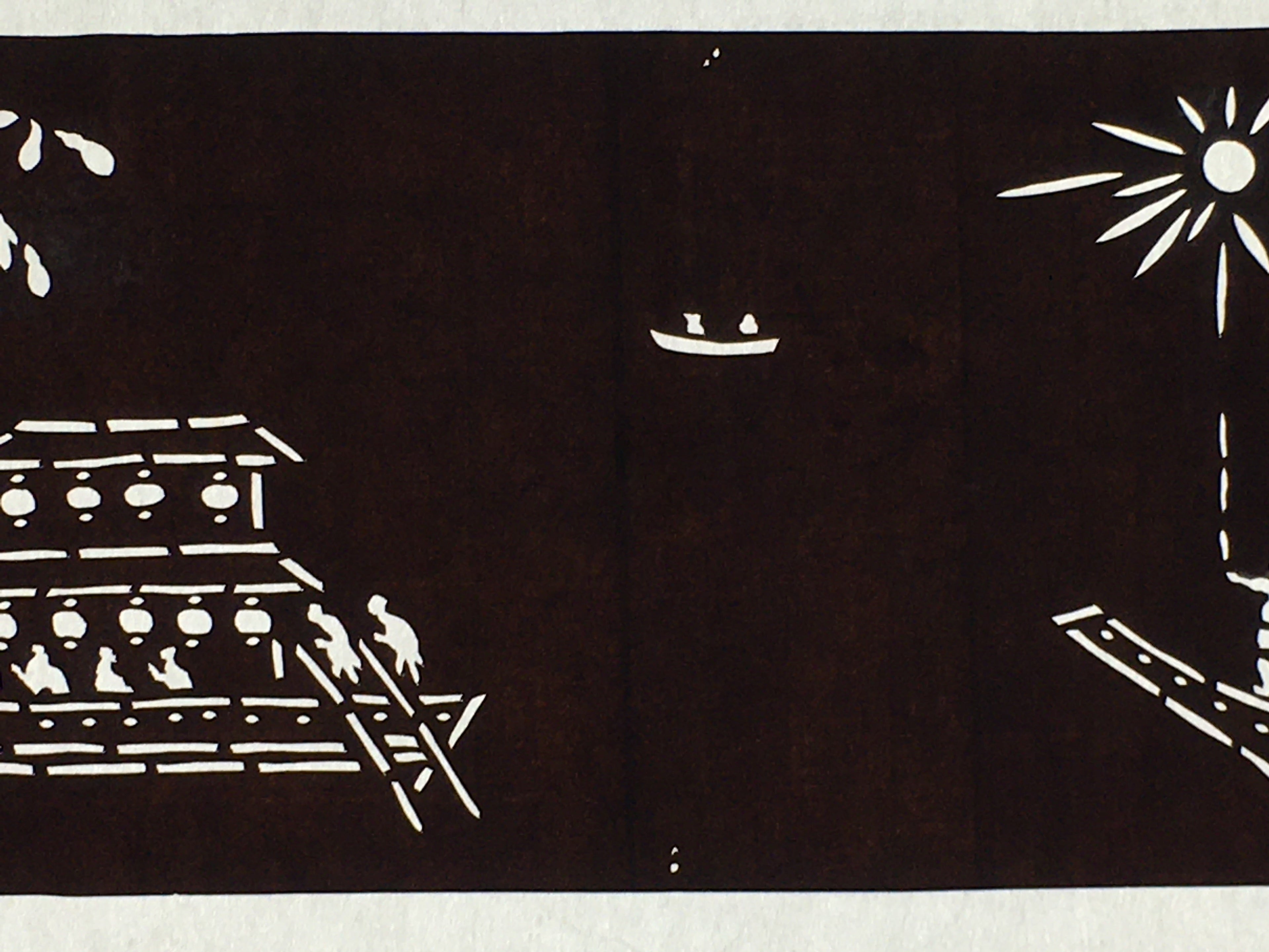 Japanese Antique Ise Katagami Paper Kimono Stencil Edo Festival Fireworks A566