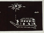 Japanese Antique Ise Katagami Paper Kimono Stencil Edo Festival Fireworks A566